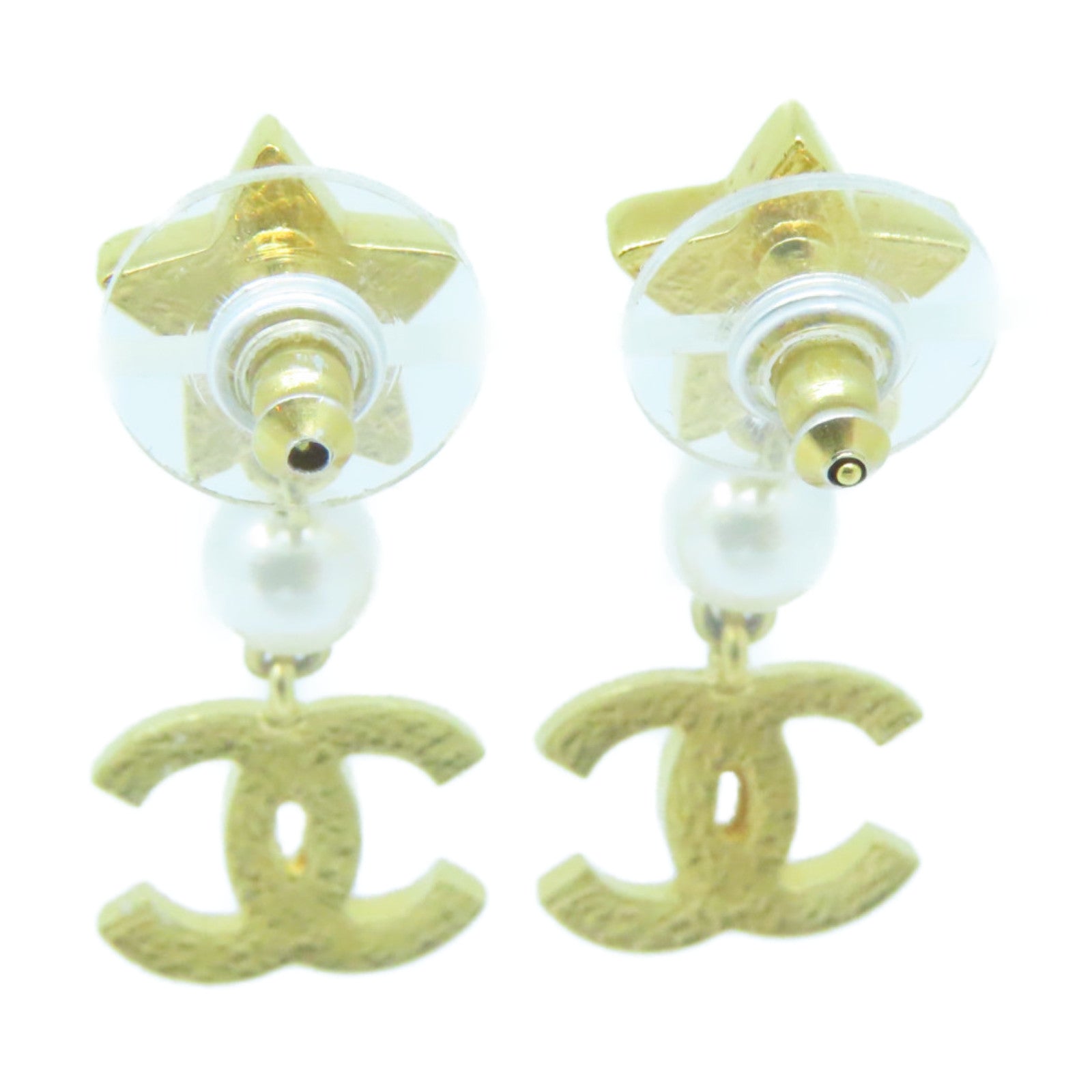 CHANEL 仿珍珠/金属Earrings耳环金色/白色
