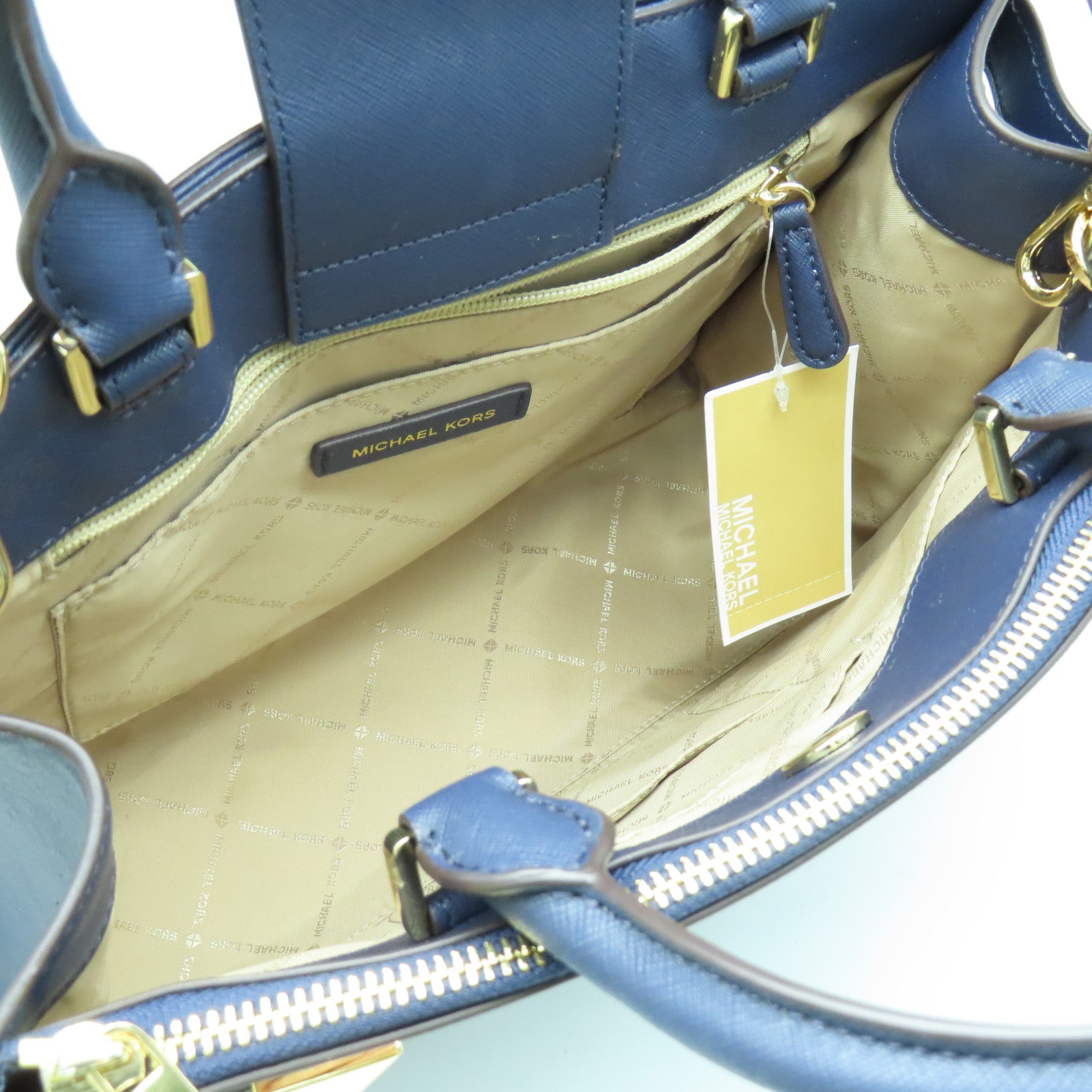 Michael Kors 牛皮皮革2way Shoulder Bag金扣手挽肩背两用袋深蓝色