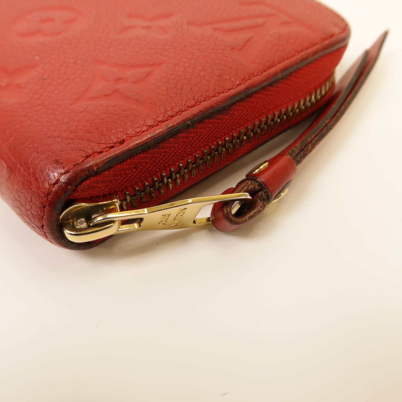LOUIS VUITTON Monogram Empreinte Zipped Wallet金扣長錢包紅色