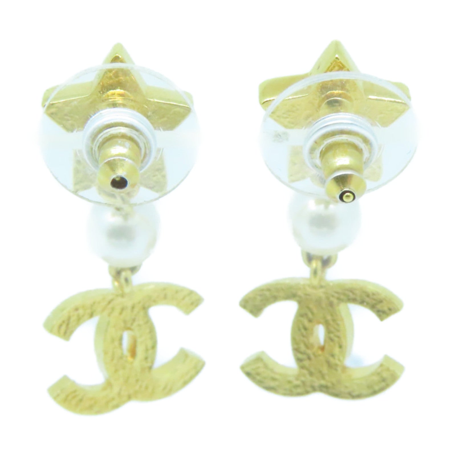 CHANEL 仿珍珠/金属Earrings耳环金色/白色
