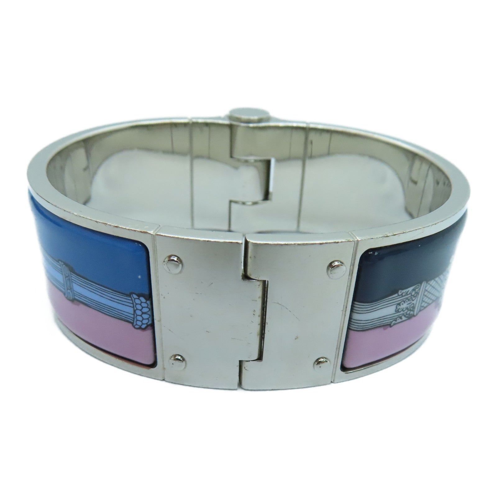 HERMES 金属Charniere Bangle手镯银色多色