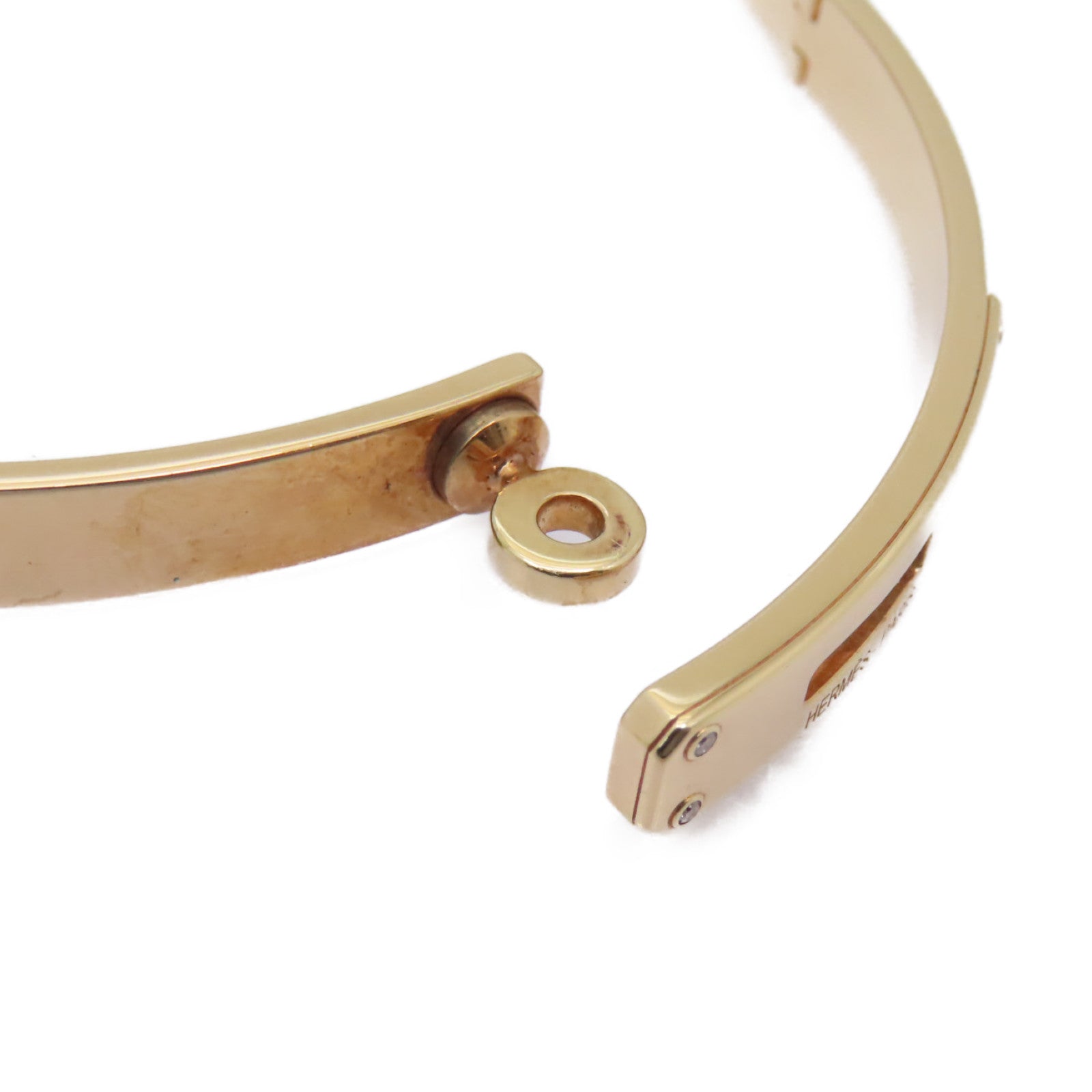 HERMES 18K玫瑰金Kelly Bracelet 0.2ct鑽石手鏈