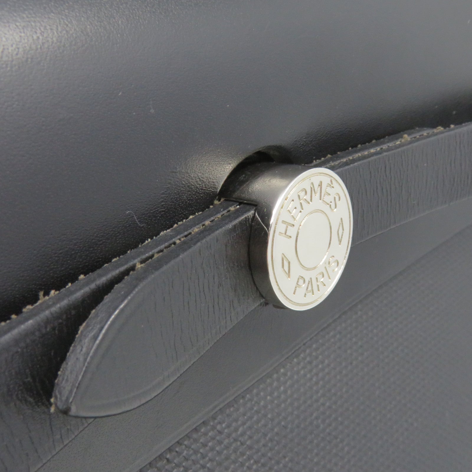 HERMES 帆布Herbag PM 2Way Shoulder Bag銀扣手挽肩背兩用袋黑色