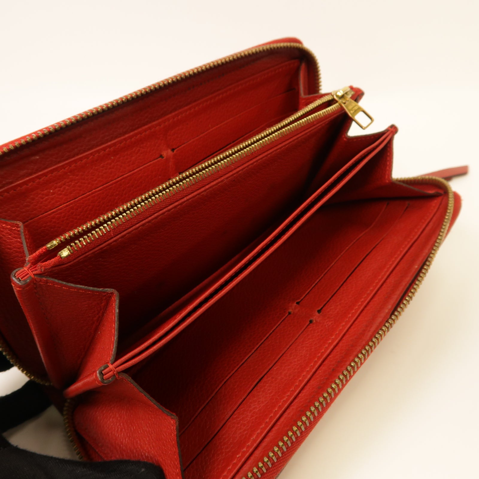 LOUIS VUITTON Monogram Empreinte Zipped Wallet金扣長錢包紅色