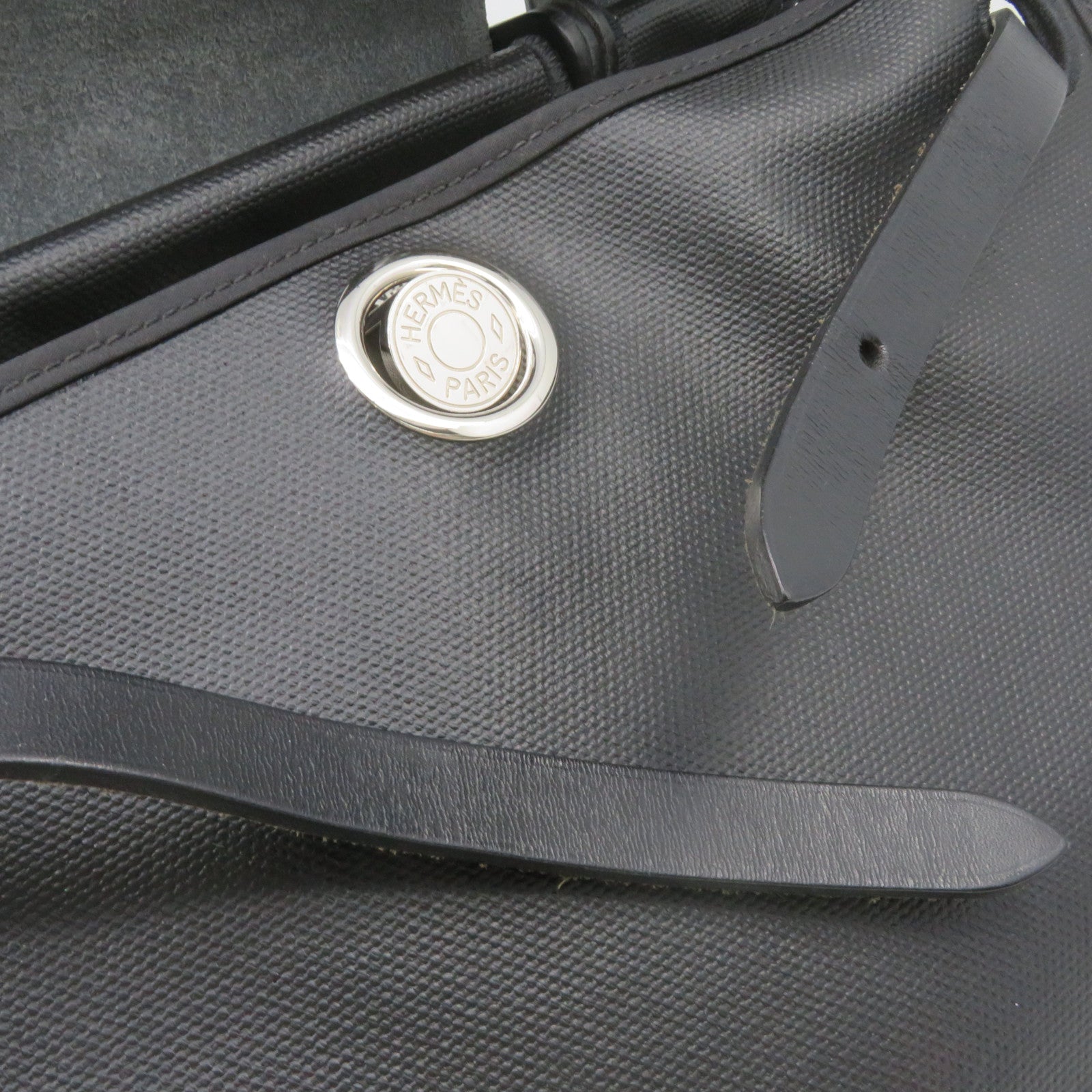 HERMES 帆布Herbag PM 2Way Shoulder Bag銀扣手挽肩背兩用袋黑色