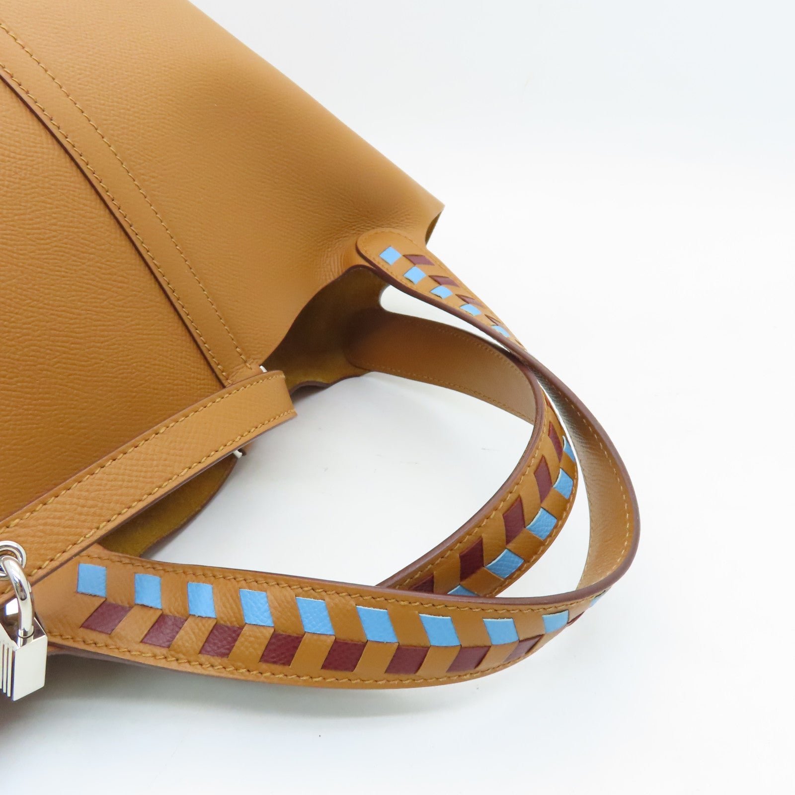 HERMES Epsom Leather Picotin Lock MM Silver Buckle Hand Bag Gold Brown