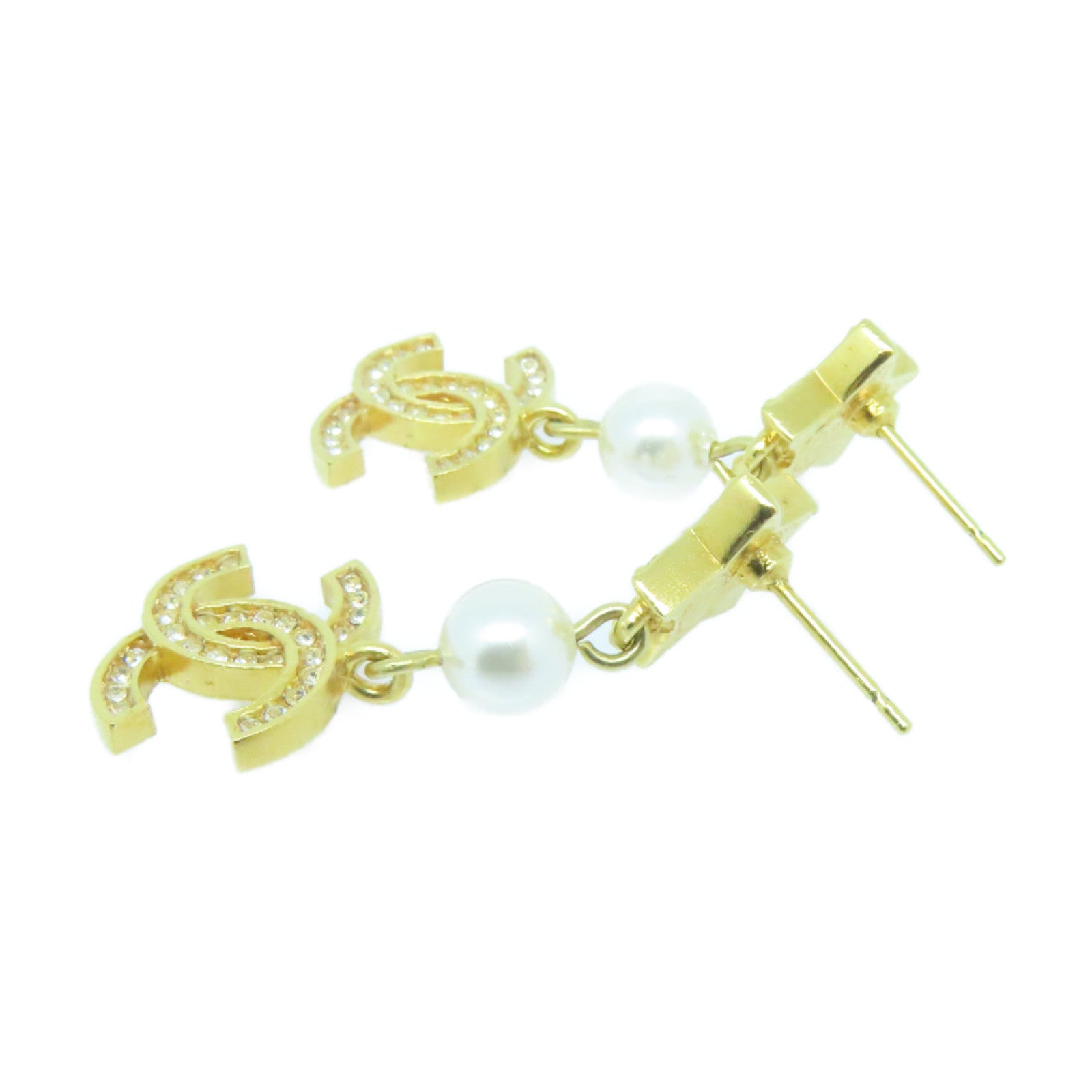CHANEL 仿珍珠/金属Earrings耳环金色/白色
