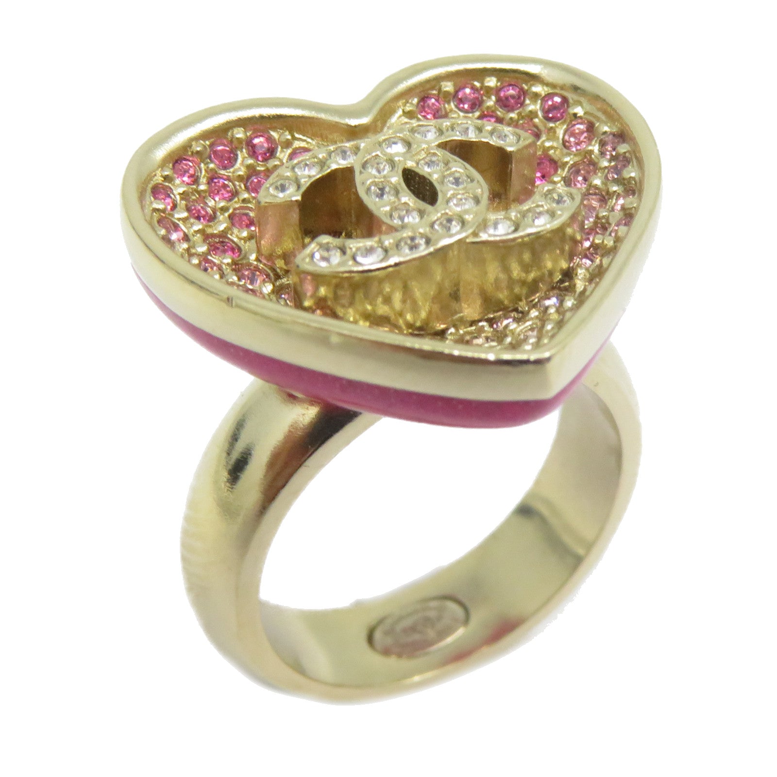 CHANEL 金屬Ring戒指粉紅色/金色US#6