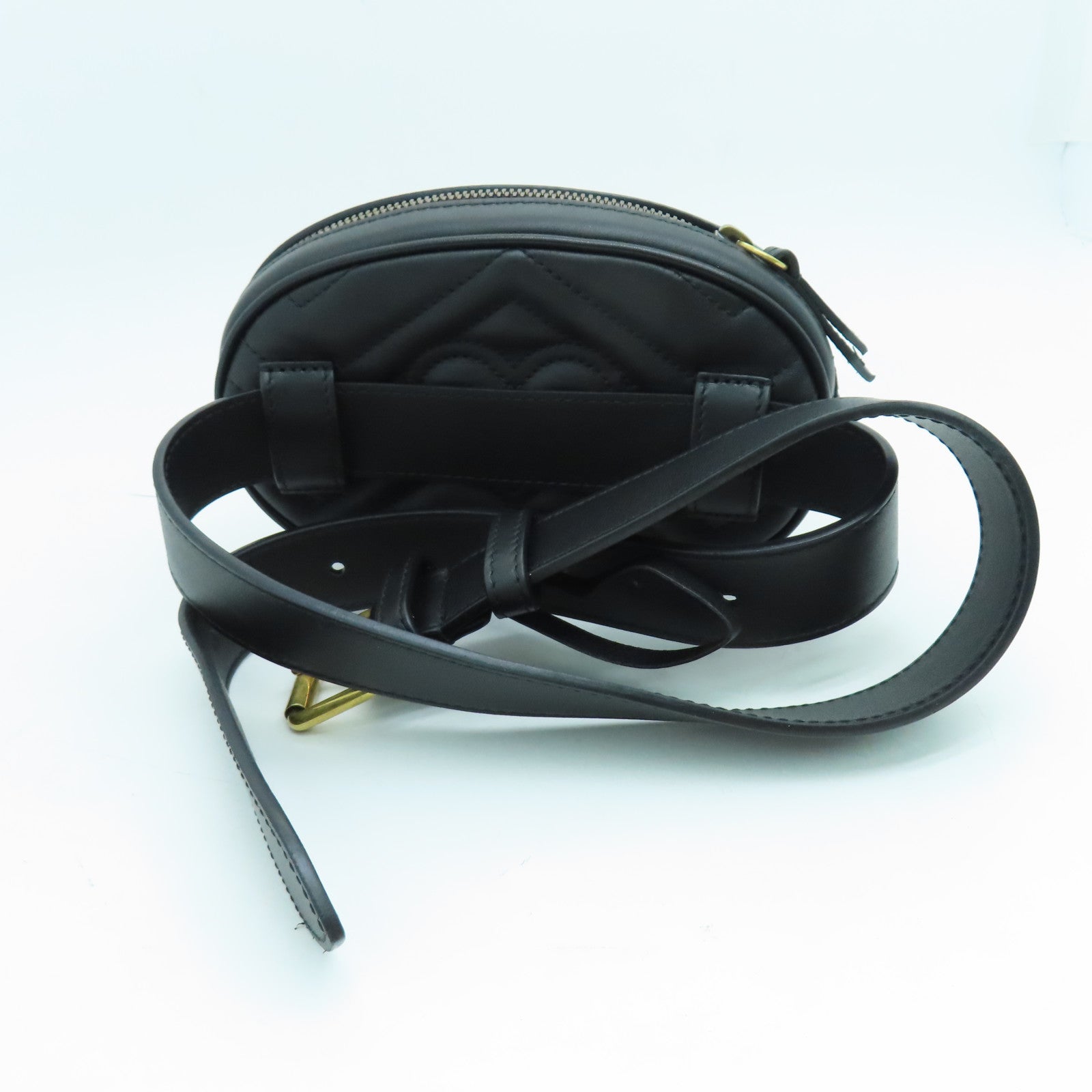 GUCCI 牛皮皮革GG Marmont金扣腰包黑色