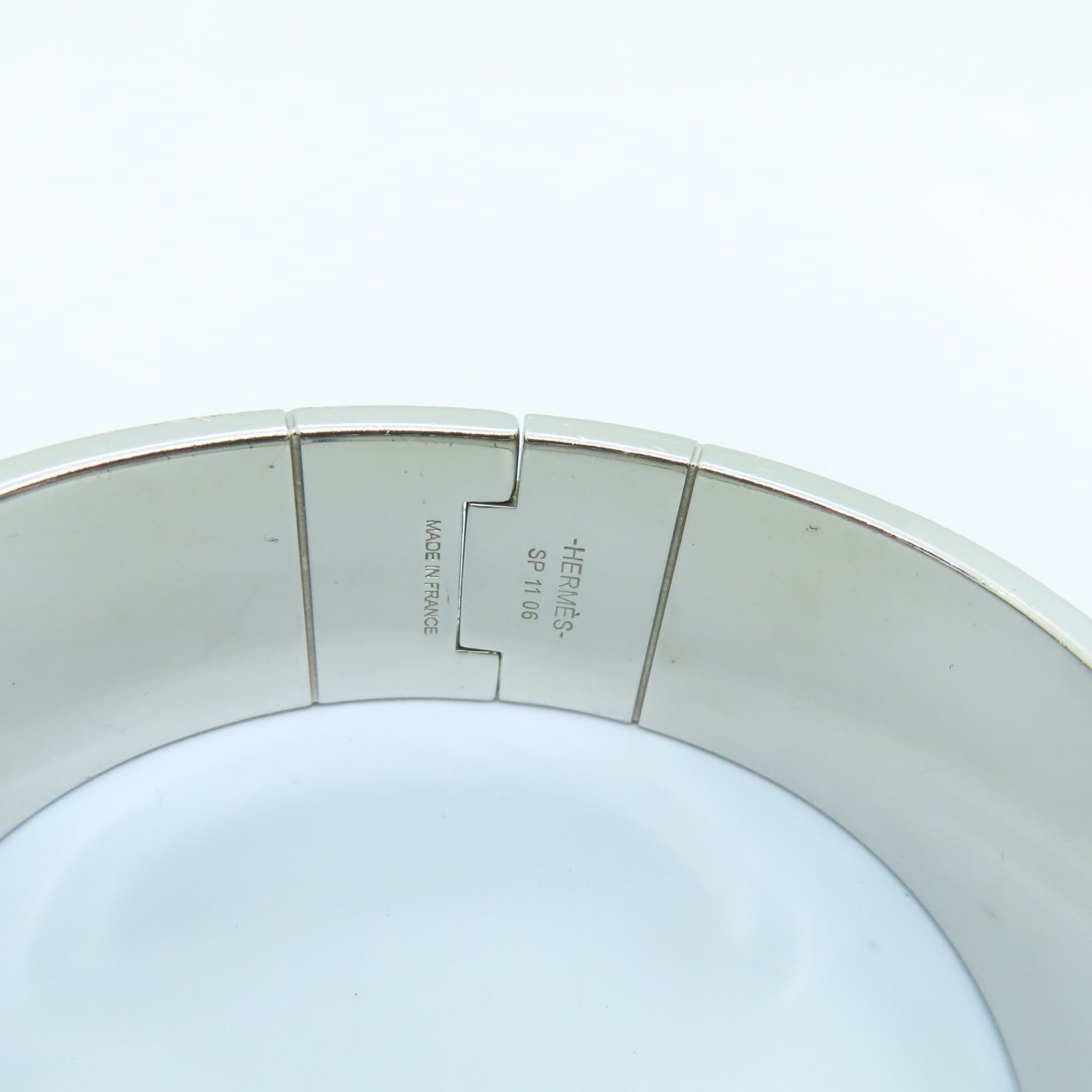 HERMES 金属Charniere Bangle手镯银色多色