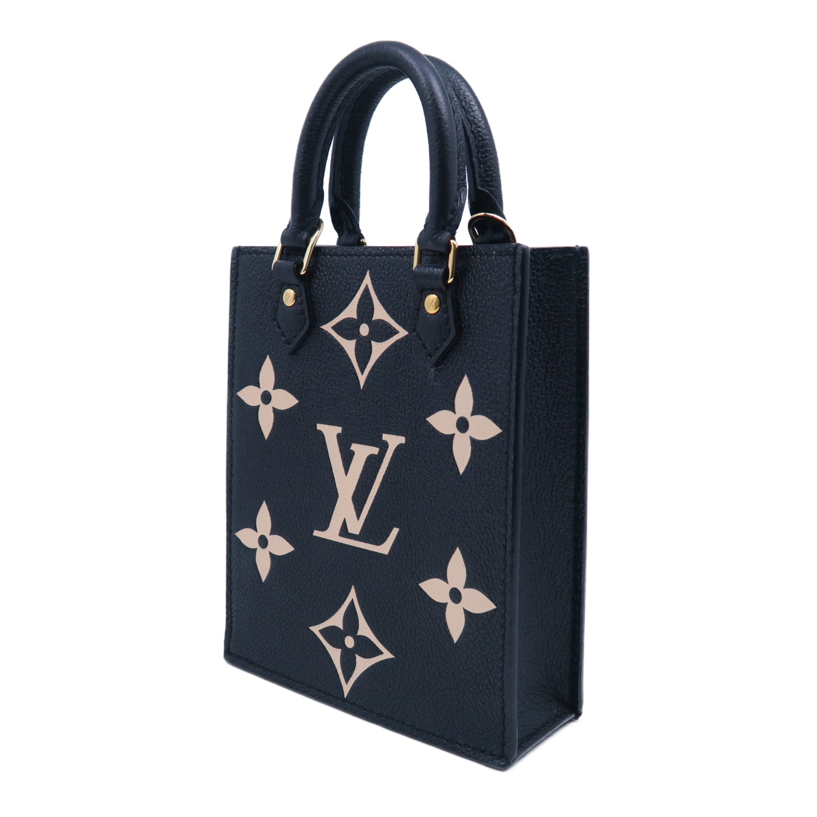 LOUIS VUITTON Monogram Empreinte Petit Sac Plat金扣手挽肩背兩用袋黑色
