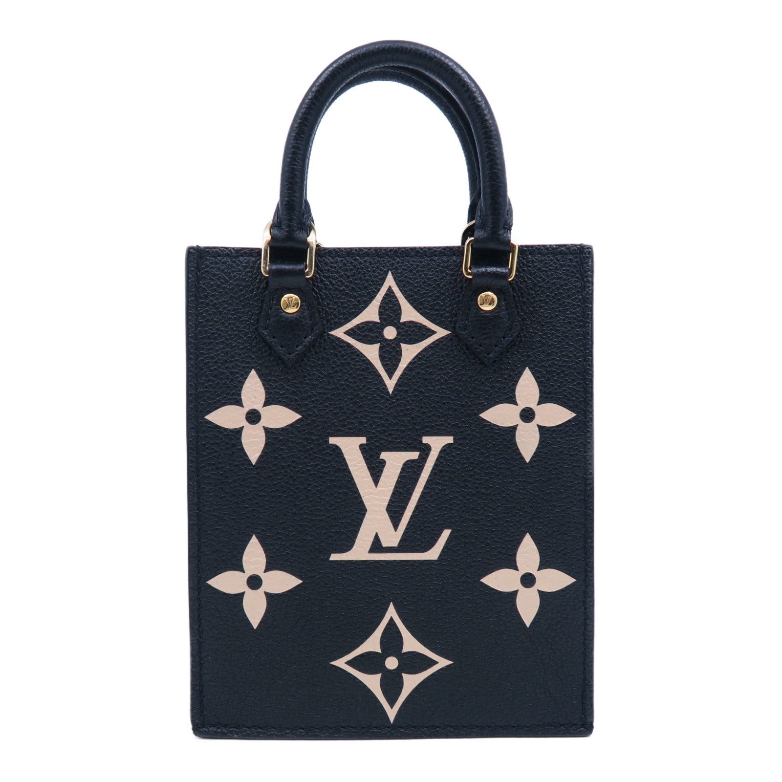 LOUIS VUITTON Monogram Empreinte Petit Sac Plat金扣手挽肩背兩用袋黑色