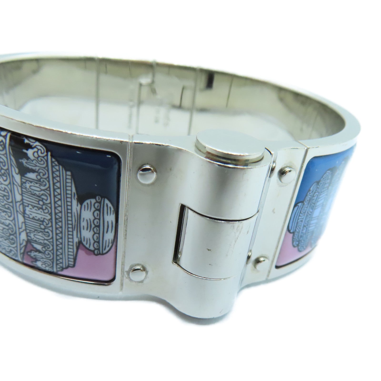 HERMES 金属Charniere Bangle手镯银色多色