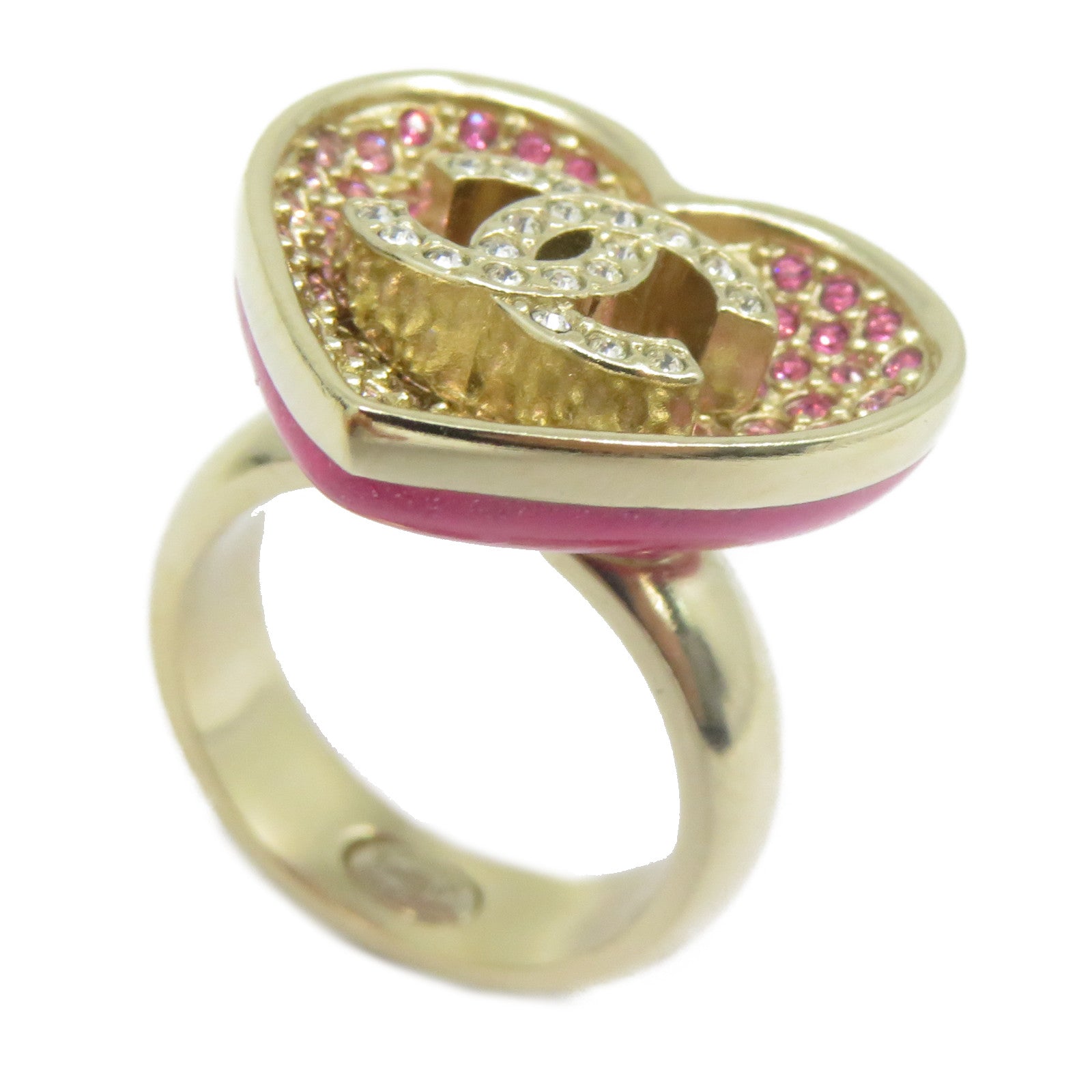 CHANEL 金屬Ring戒指粉紅色/金色US#6