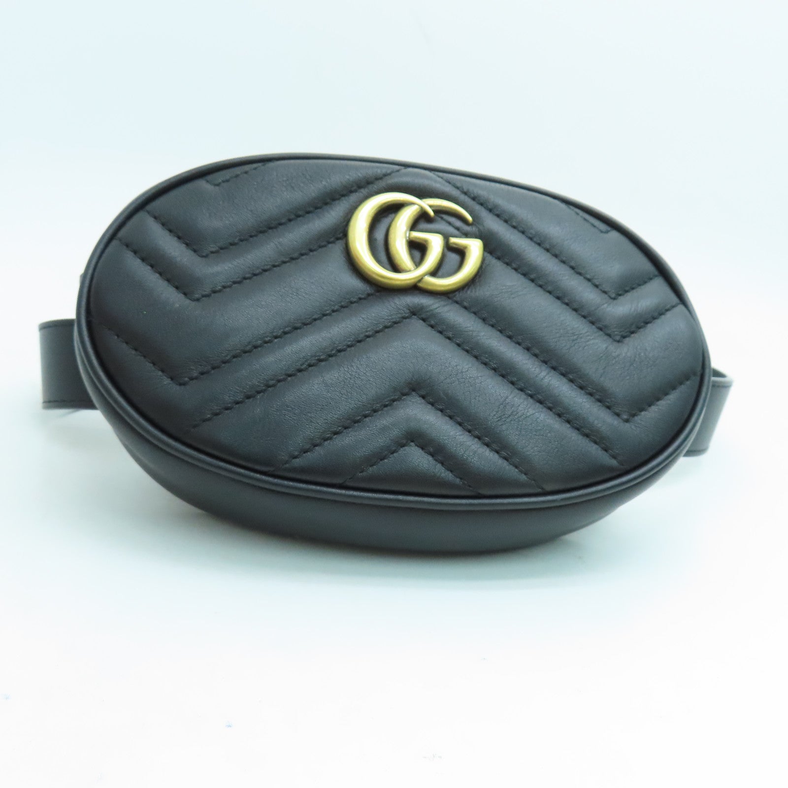 GUCCI 牛皮皮革GG Marmont金扣腰包黑色