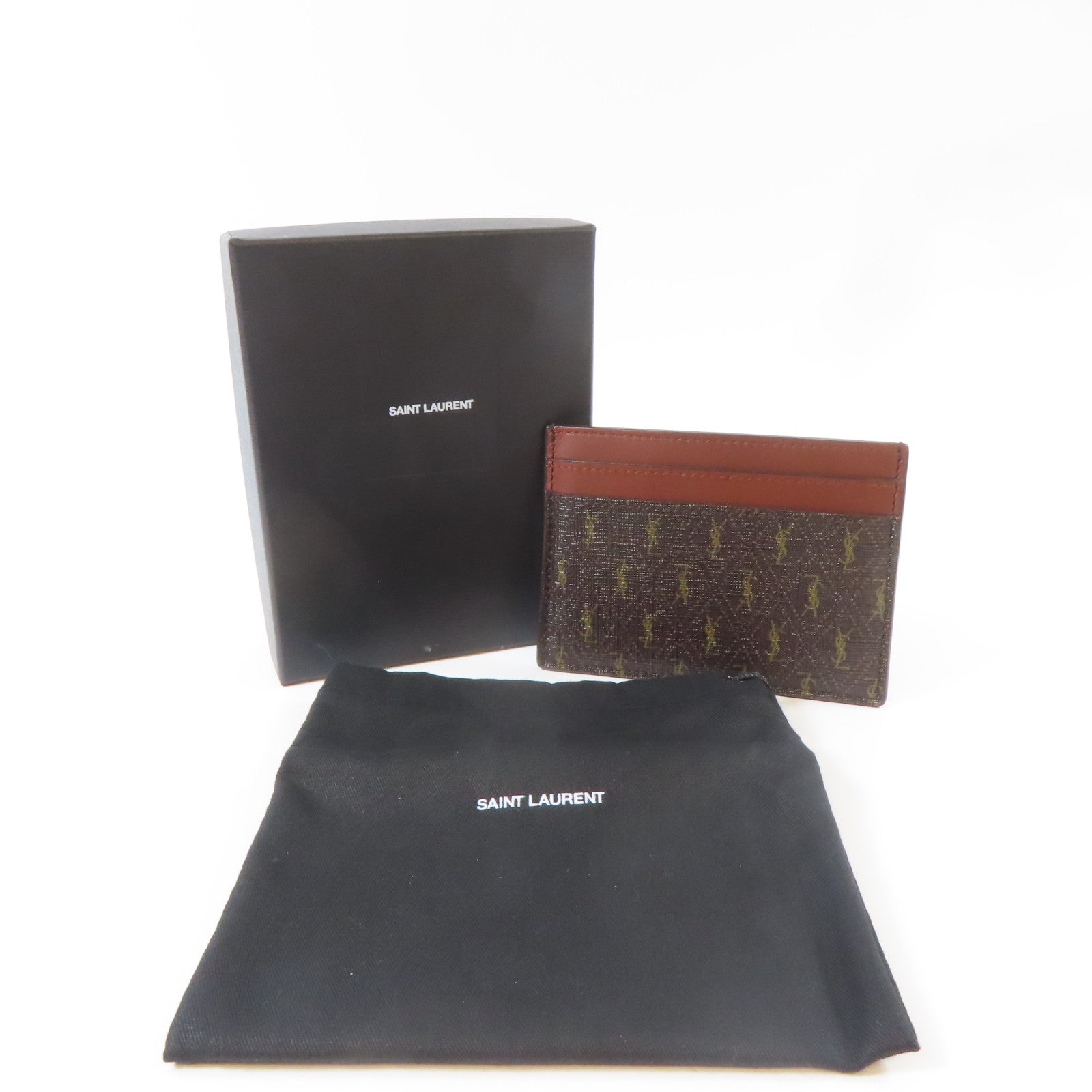 SAINT LAURENT 塗層帆布Card Case卡片套啡色
