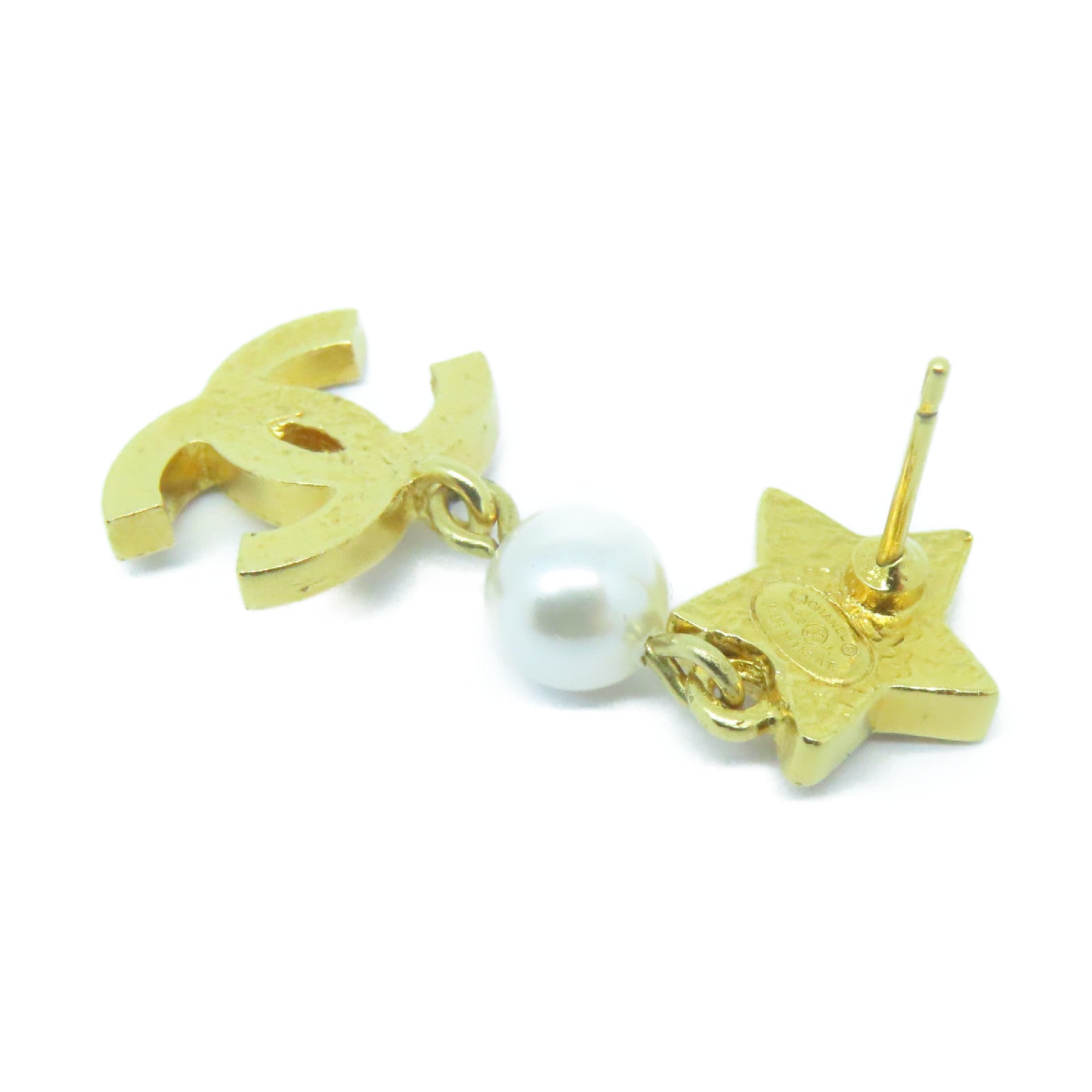 CHANEL 仿珍珠/金属Earrings耳环金色/白色