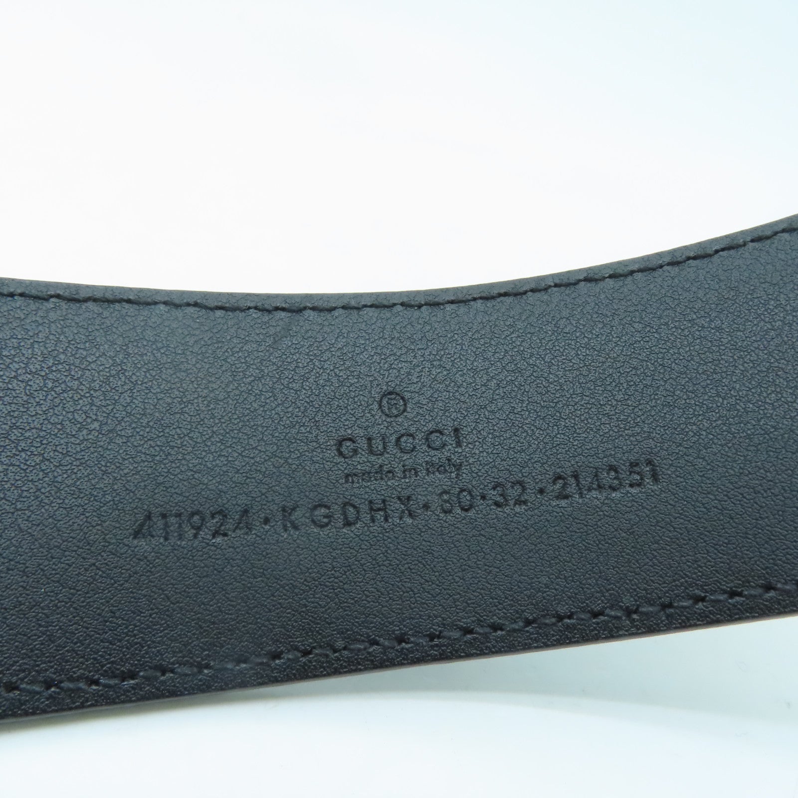 GUCCI PVC GG Supreme Belt 80cm銀扣皮帶黑色/灰色