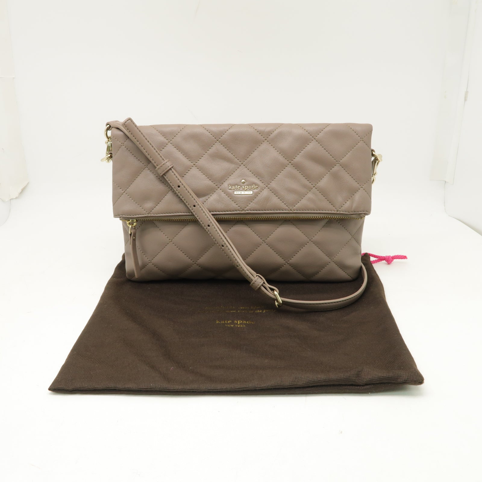 Kate Spade 牛皮皮革Shoulder Bag金扣肩背袋灰色
