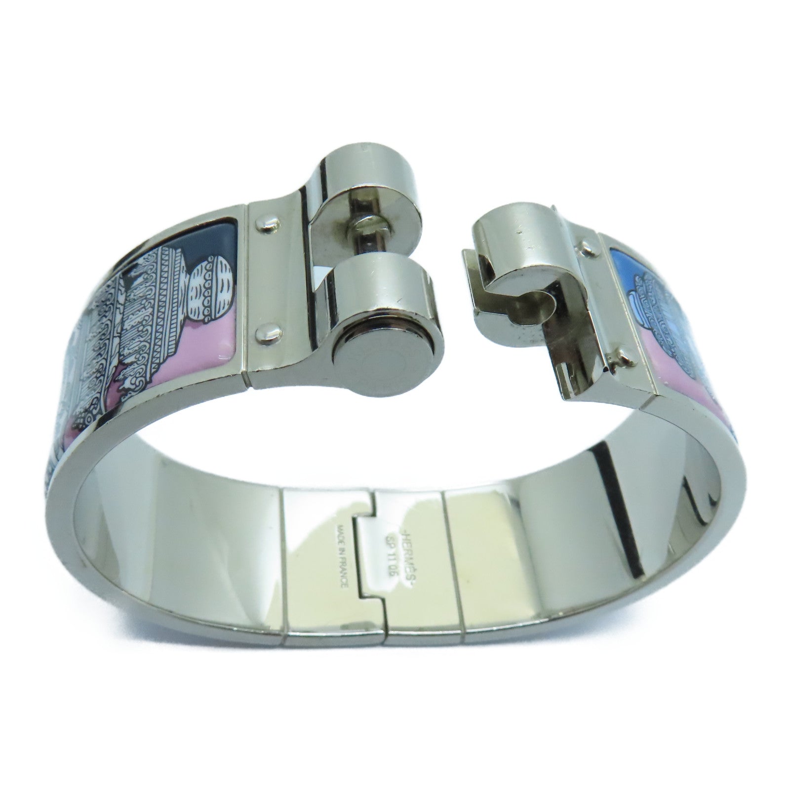 HERMES 金属Charniere Bangle手镯银色多色