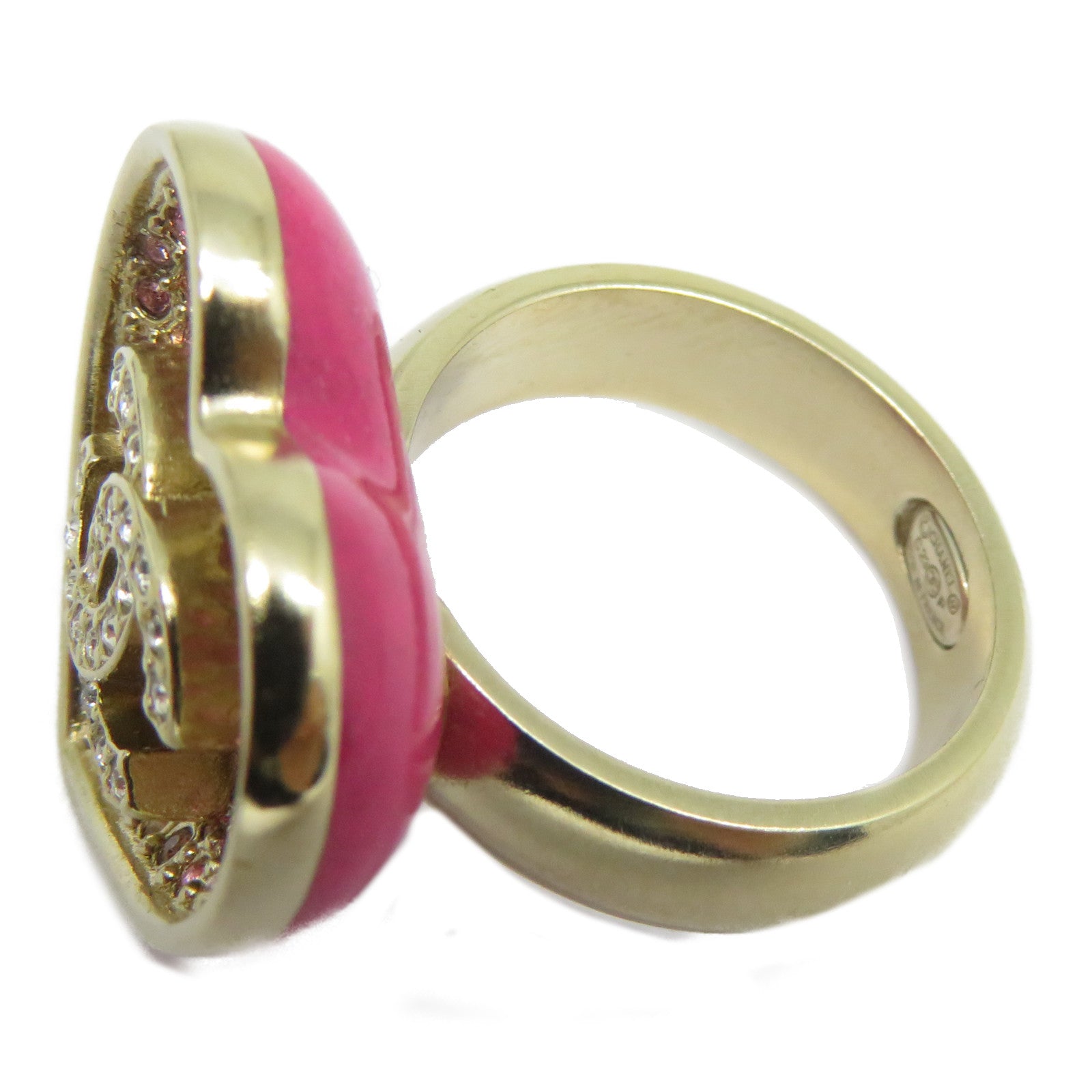 CHANEL 金屬Ring戒指粉紅色/金色US#6