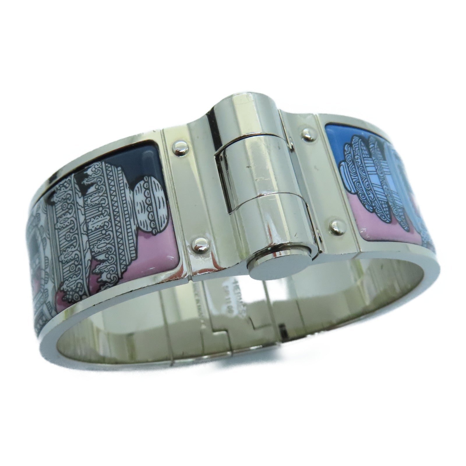 HERMES 金属Charniere Bangle手镯银色多色