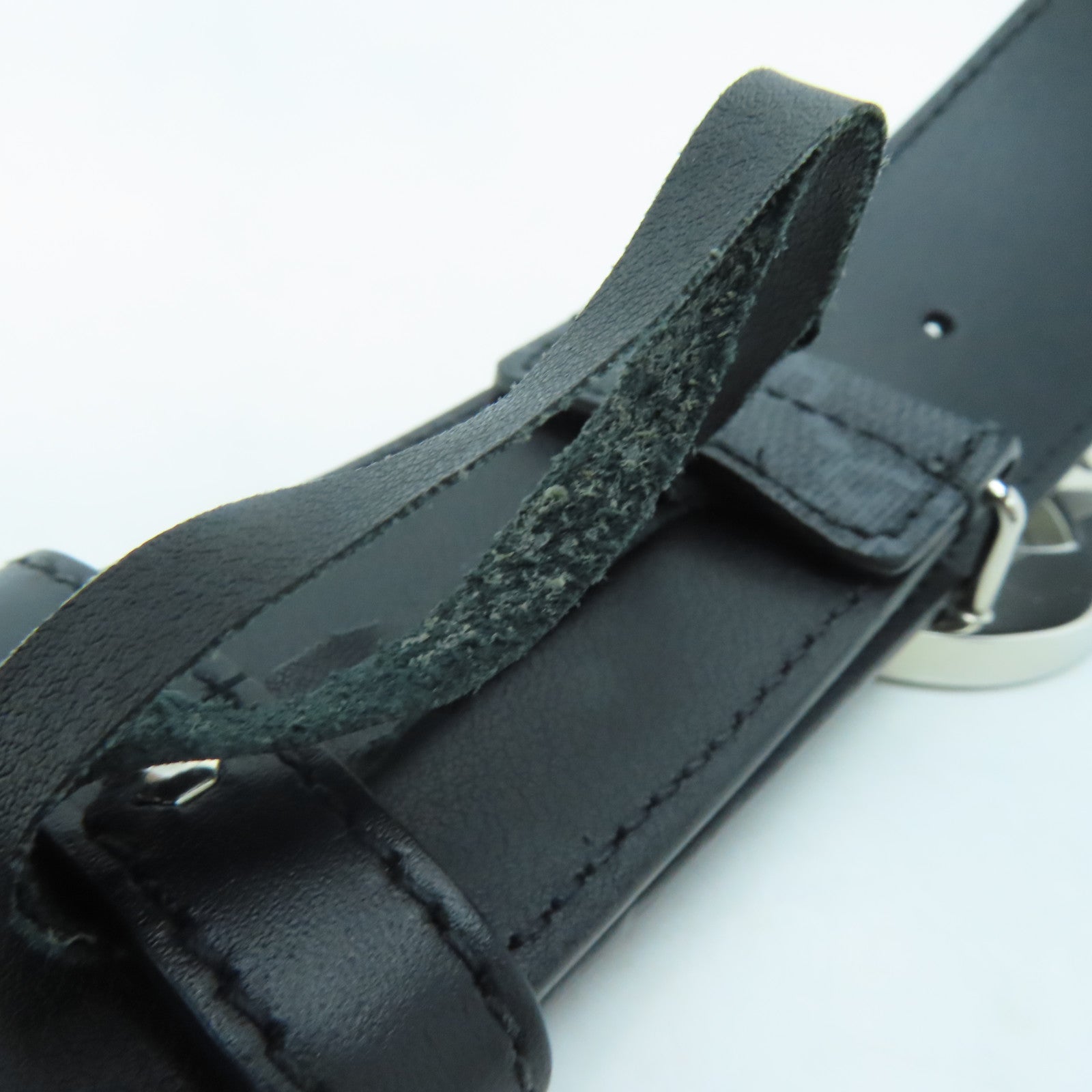 GUCCI PVC GG Supreme Belt 80cm銀扣皮帶黑色/灰色