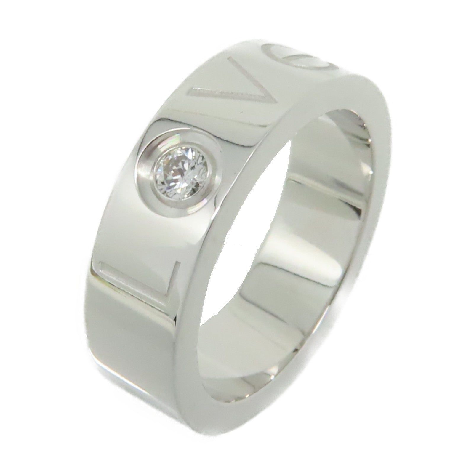 CARTIER 18K白金Love Ring鑽石戒指Cartier#49/US#4.75