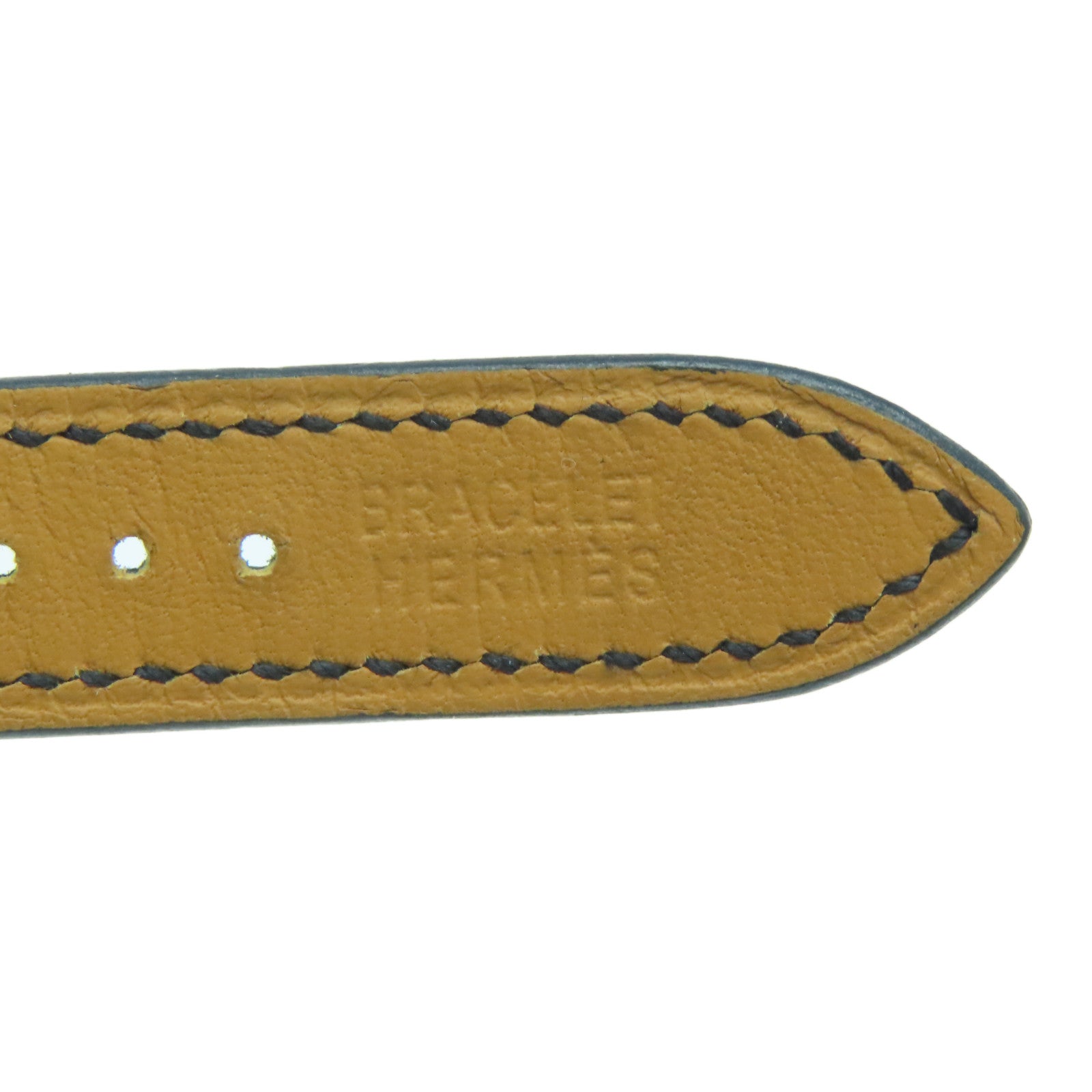 HERMES Heure H Watch不锈钢/皮革带手表石英机芯黑色