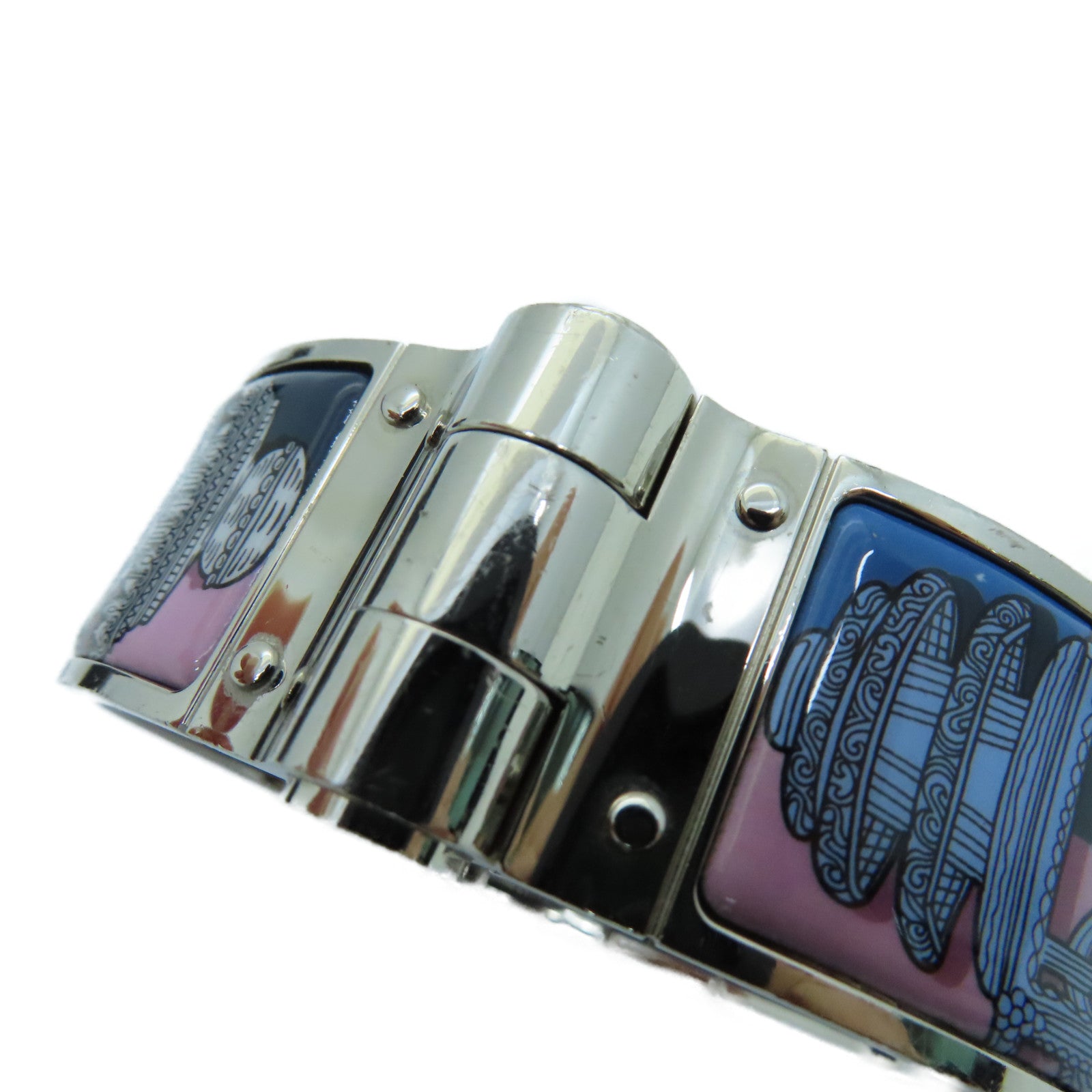 HERMES 金属Charniere Bangle手镯银色多色