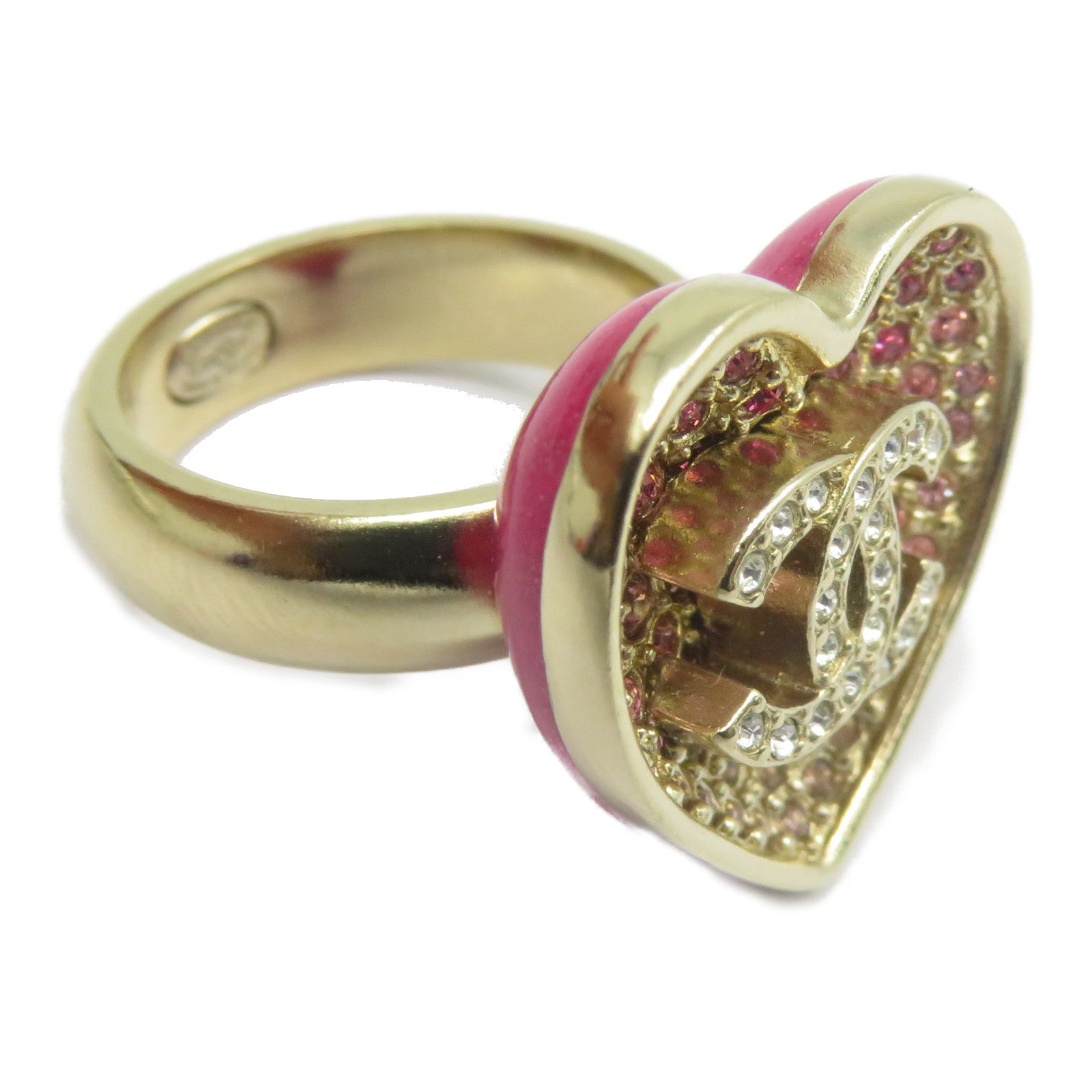 CHANEL 金屬Ring戒指粉紅色/金色US#6
