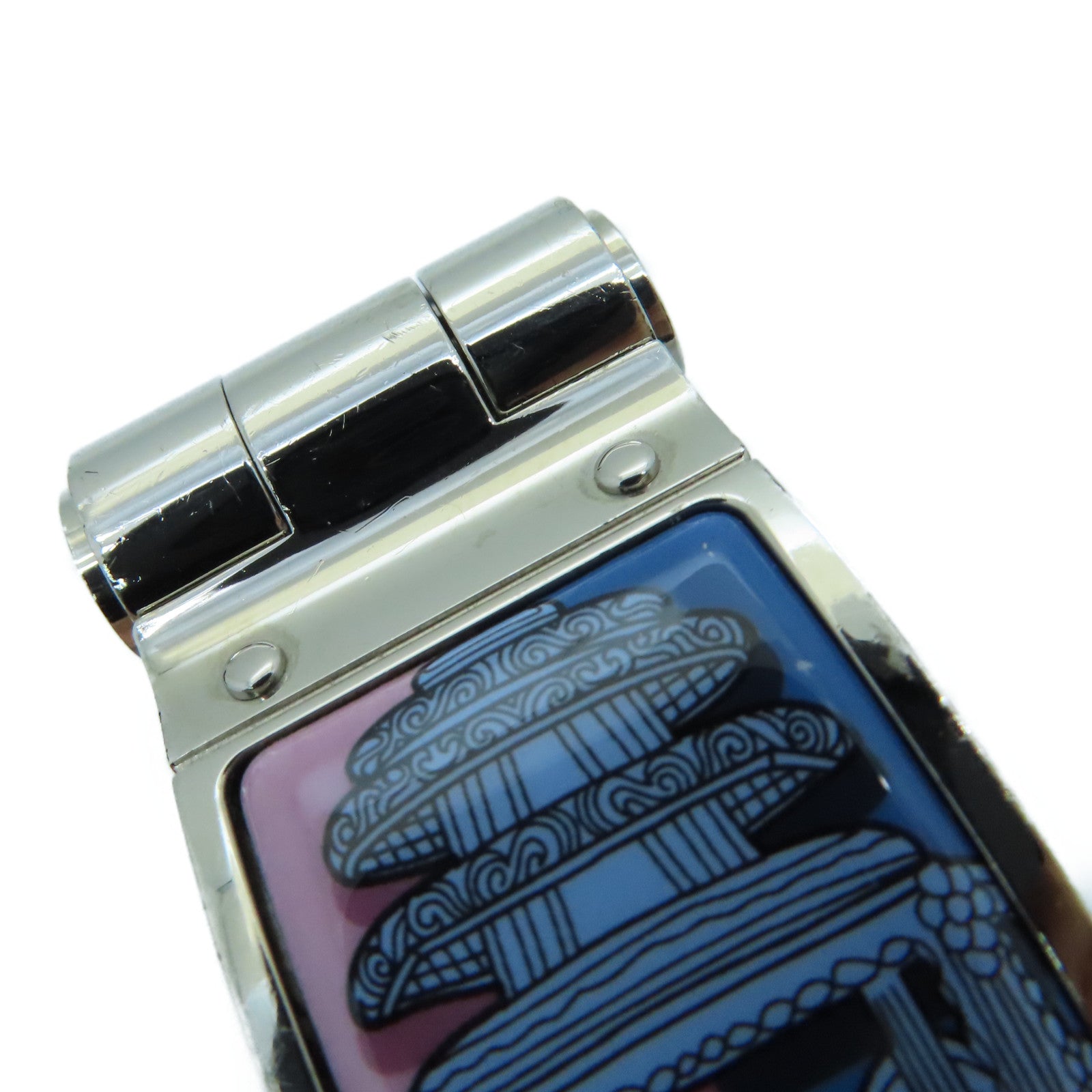 HERMES 金属Charniere Bangle手镯银色多色