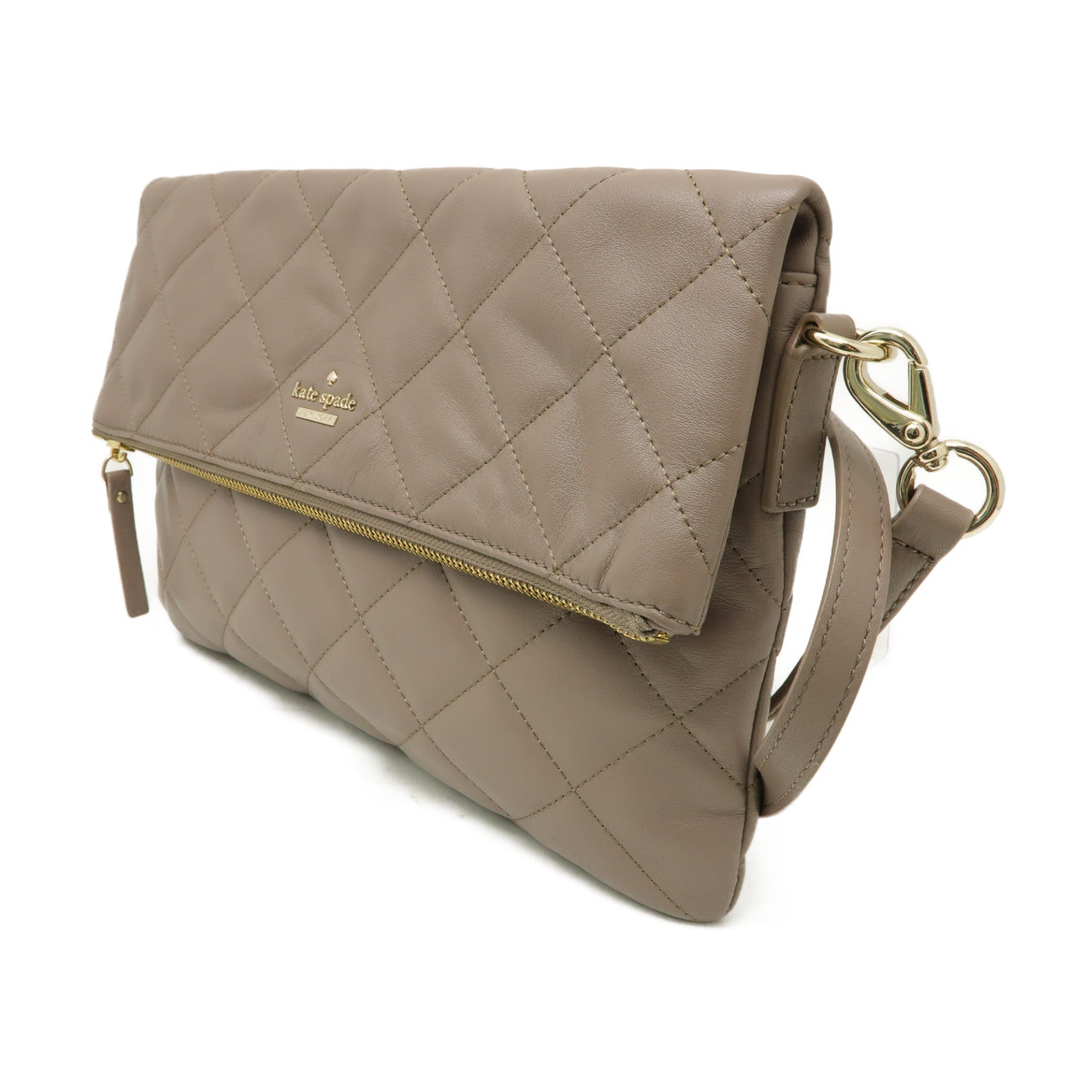 Kate Spade 牛皮皮革Shoulder Bag金扣肩背袋灰色