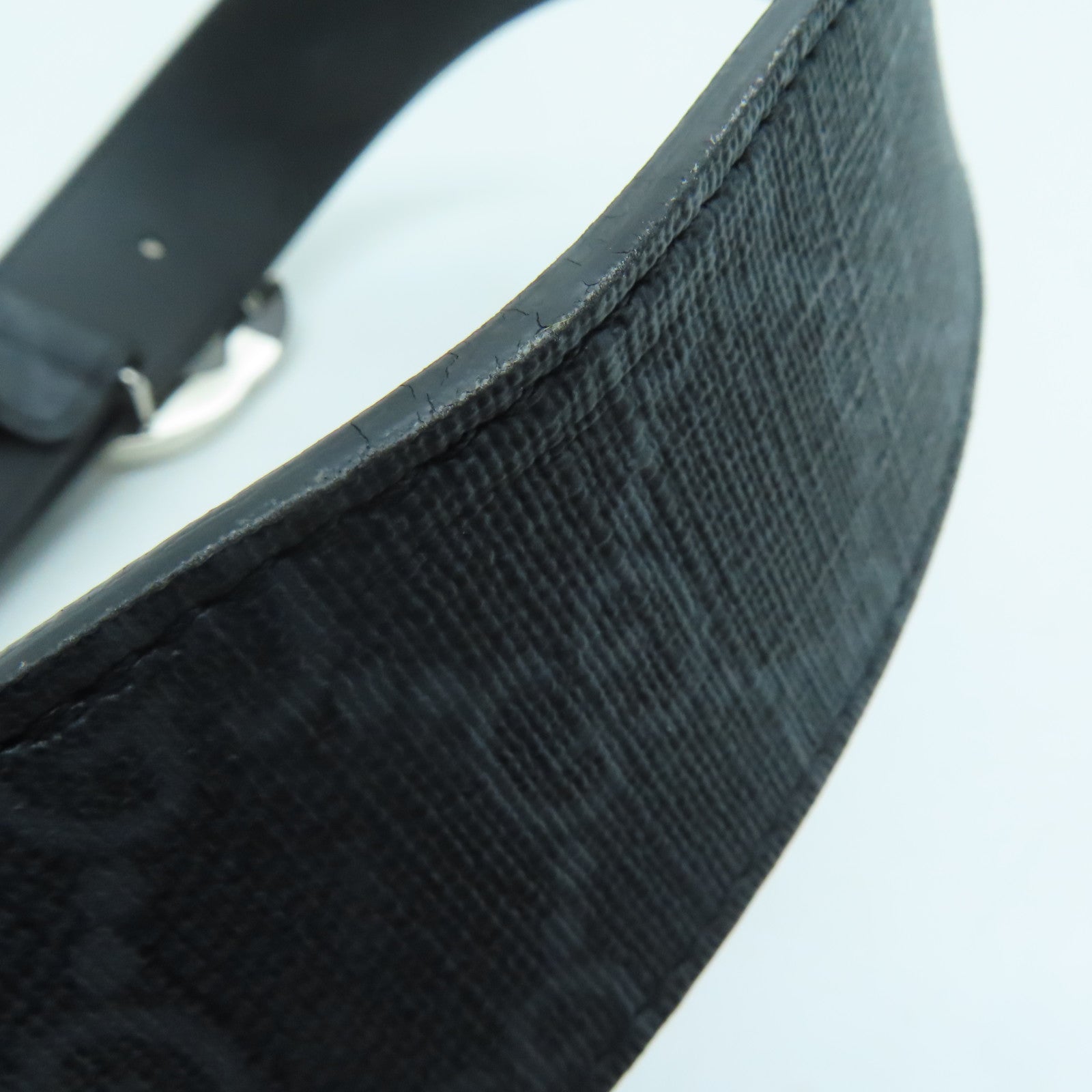 GUCCI PVC GG Supreme Belt 80cm銀扣皮帶黑色/灰色