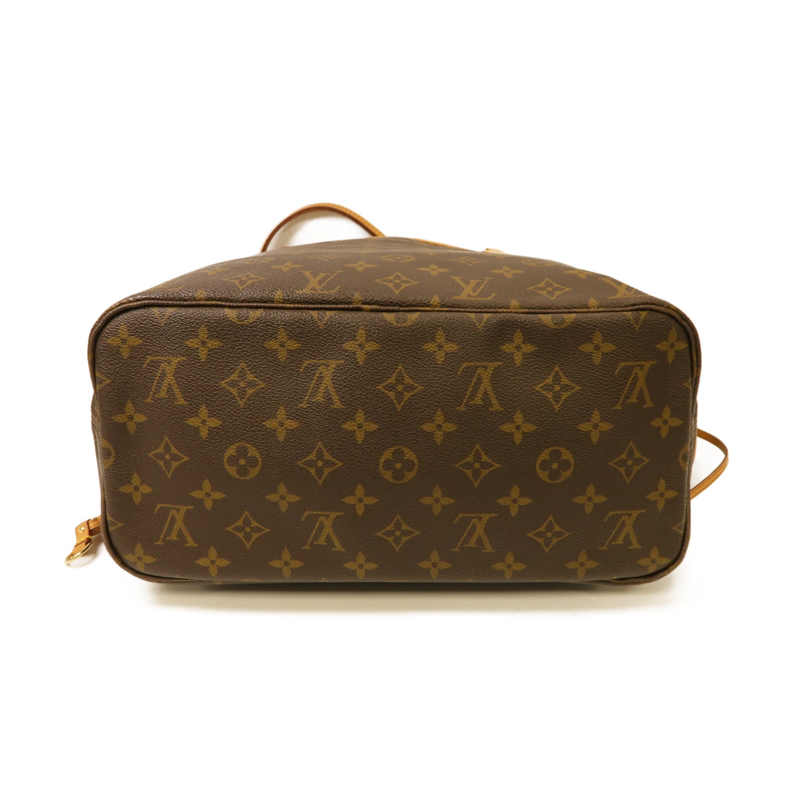 LOUIS VUITTON Monogram Neverfull MM金扣手挽袋棕色