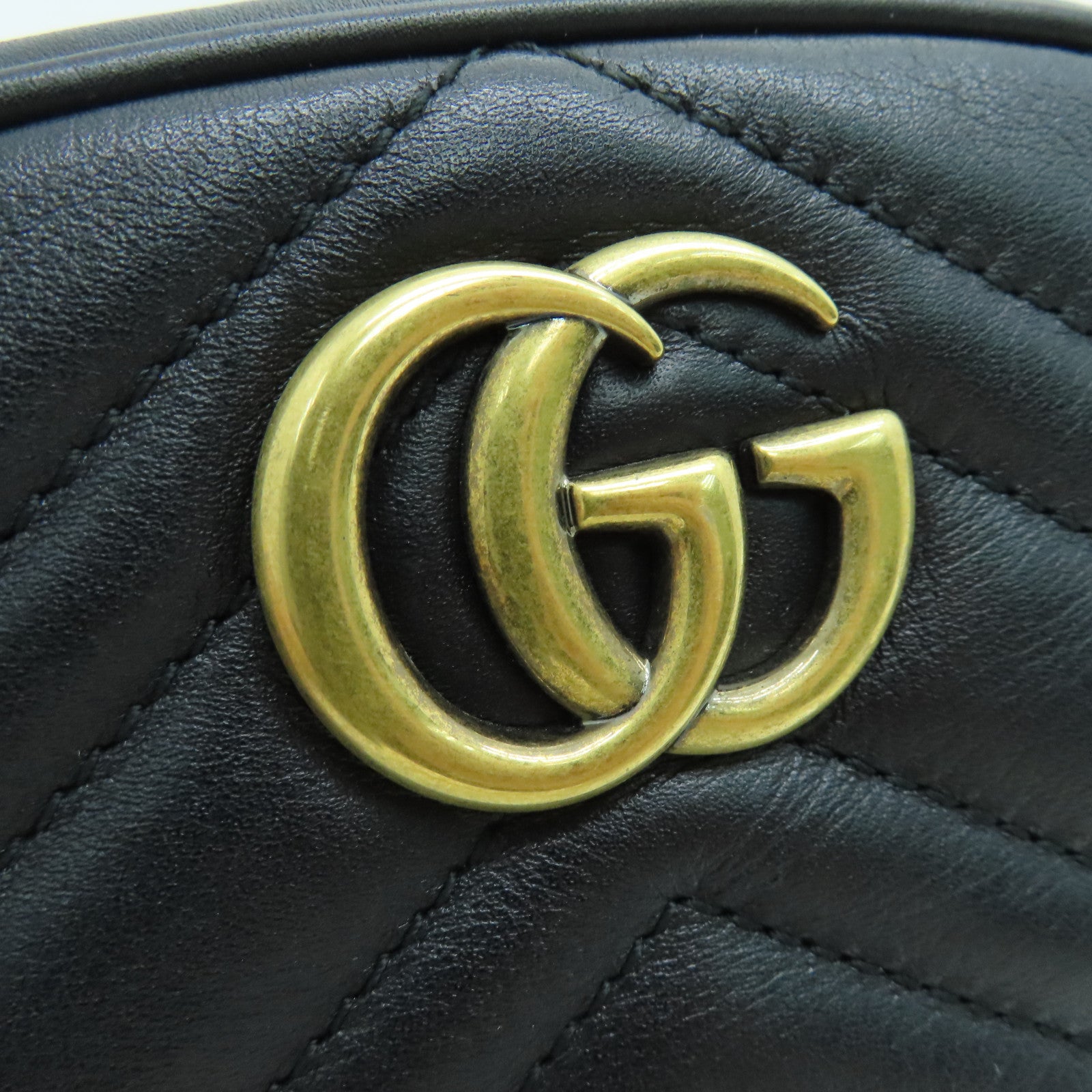 GUCCI 牛皮皮革GG Marmont金扣腰包黑色