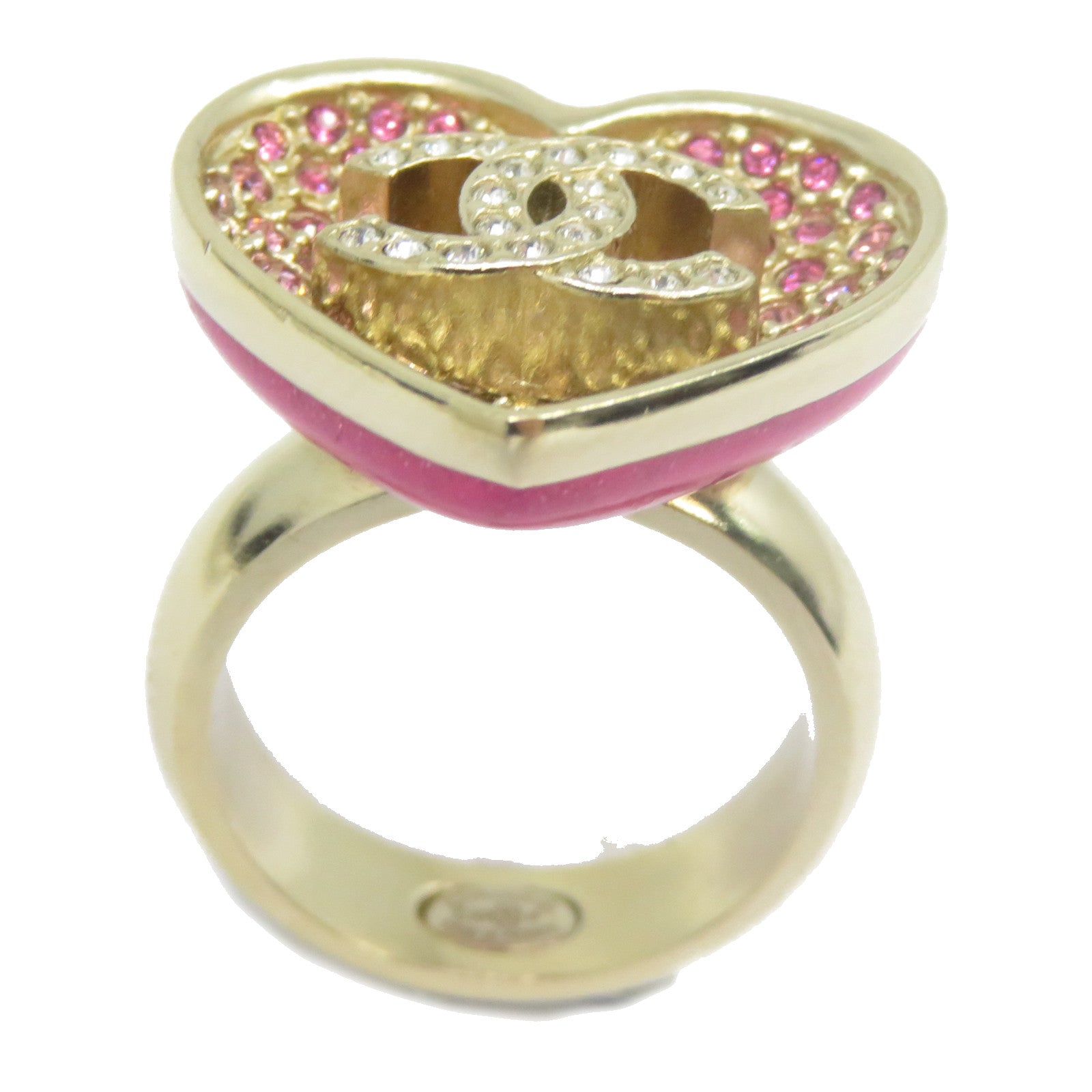 CHANEL 金屬Ring戒指粉紅色/金色US#6