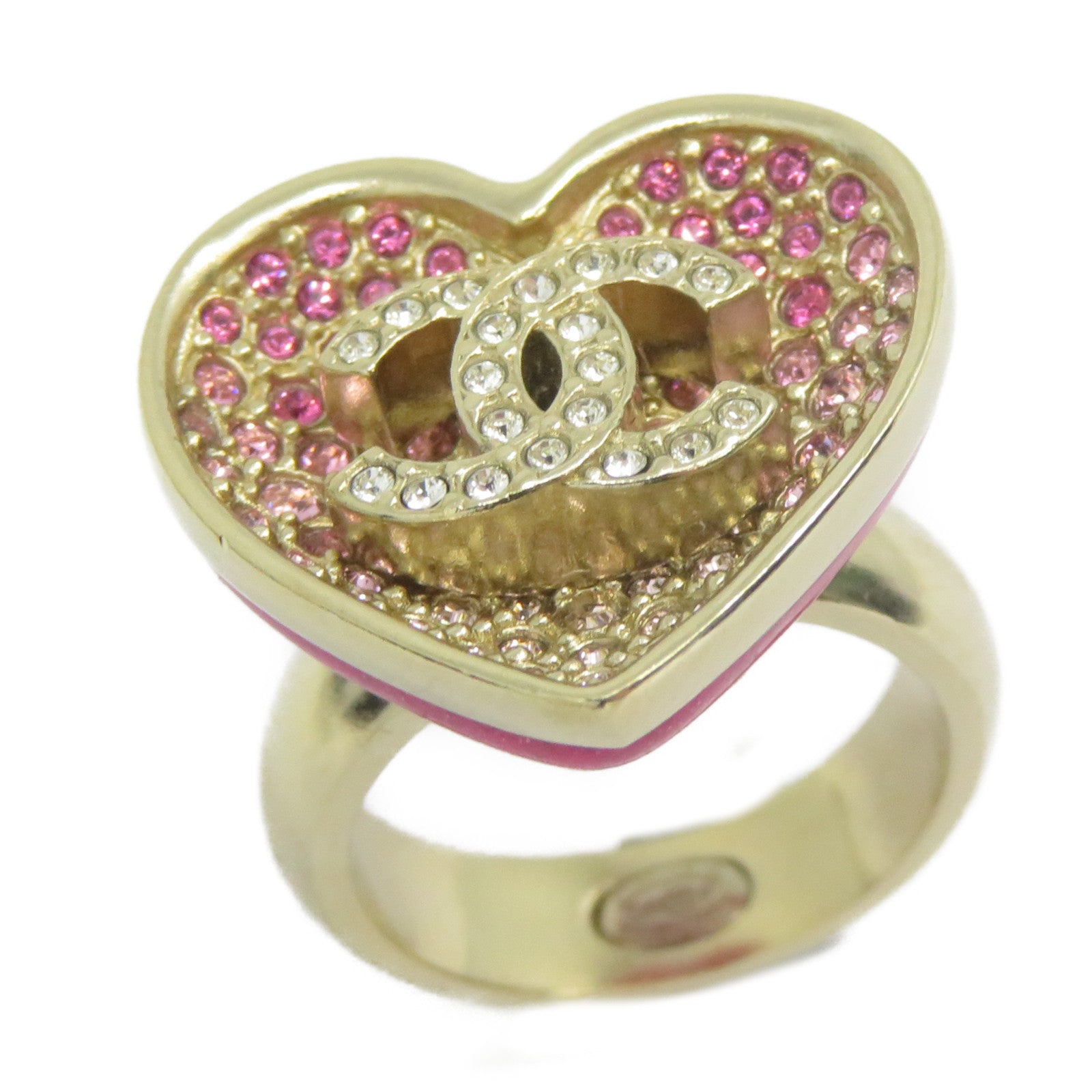 CHANEL 金屬Ring戒指粉紅色/金色US#6