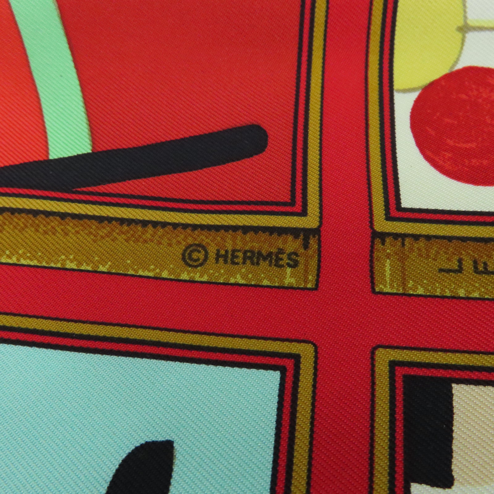 HERMES Silk Scarf Black/Color