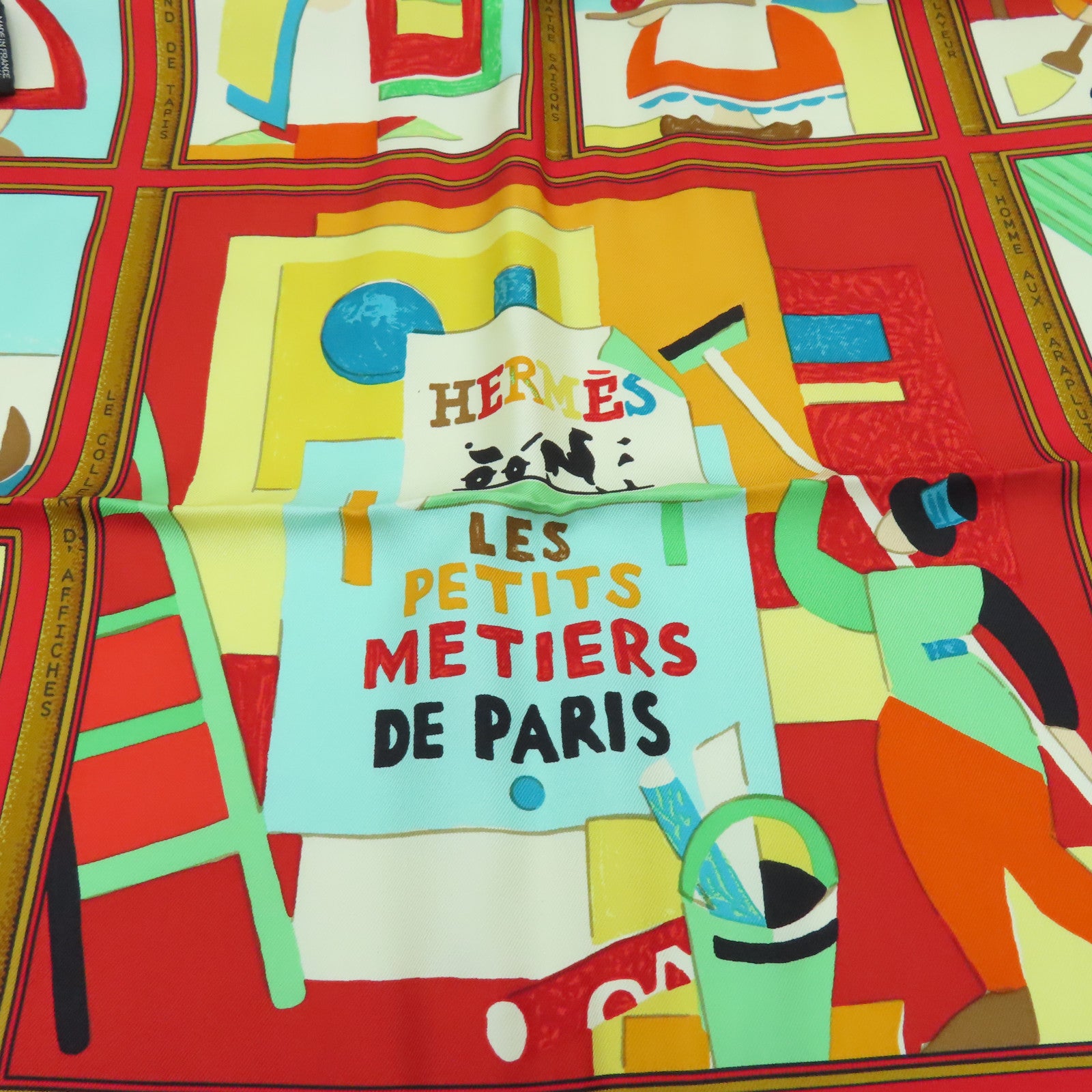 HERMES Silk Scarf Black/Color