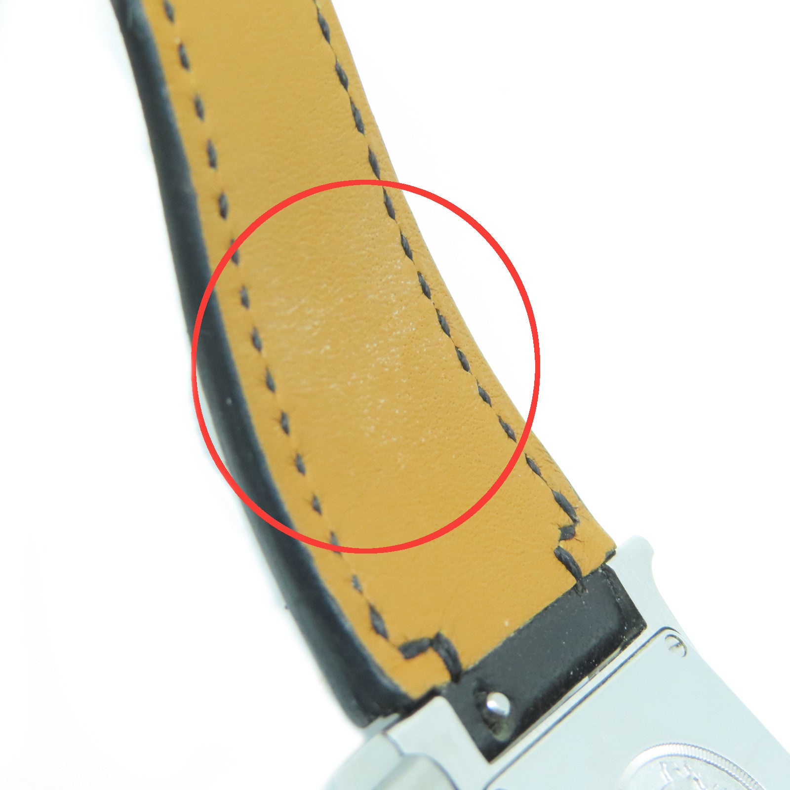 HERMES Heure H Watch不锈钢/皮革带手表石英机芯黑色