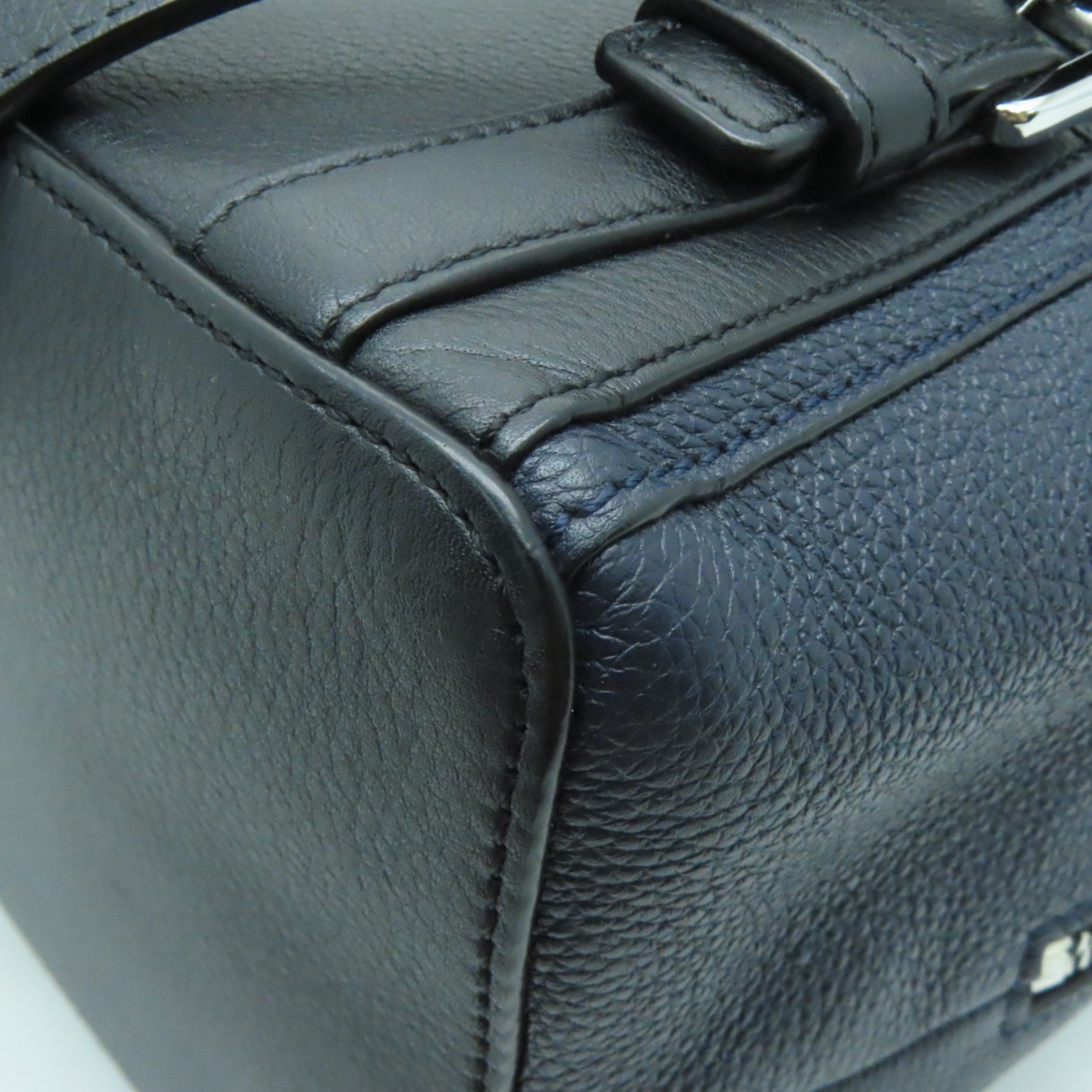 LOEWE 牛皮皮革Backpack银扣背包灰色/深蓝色