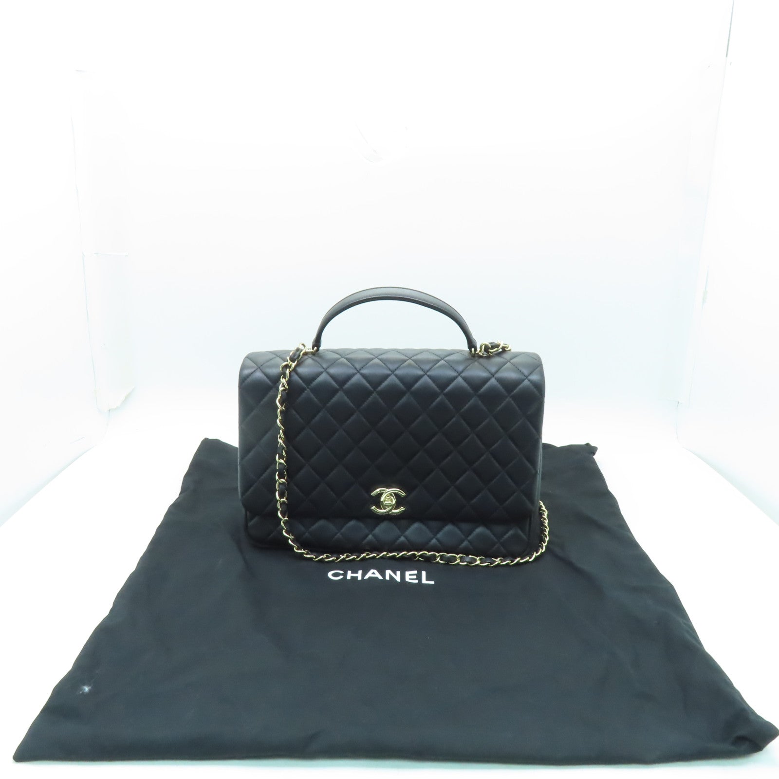 CHANEL 菱格羊皮皮革Medium Citizen Chic Flap Bag金扣手挽肩背兩用袋黑色