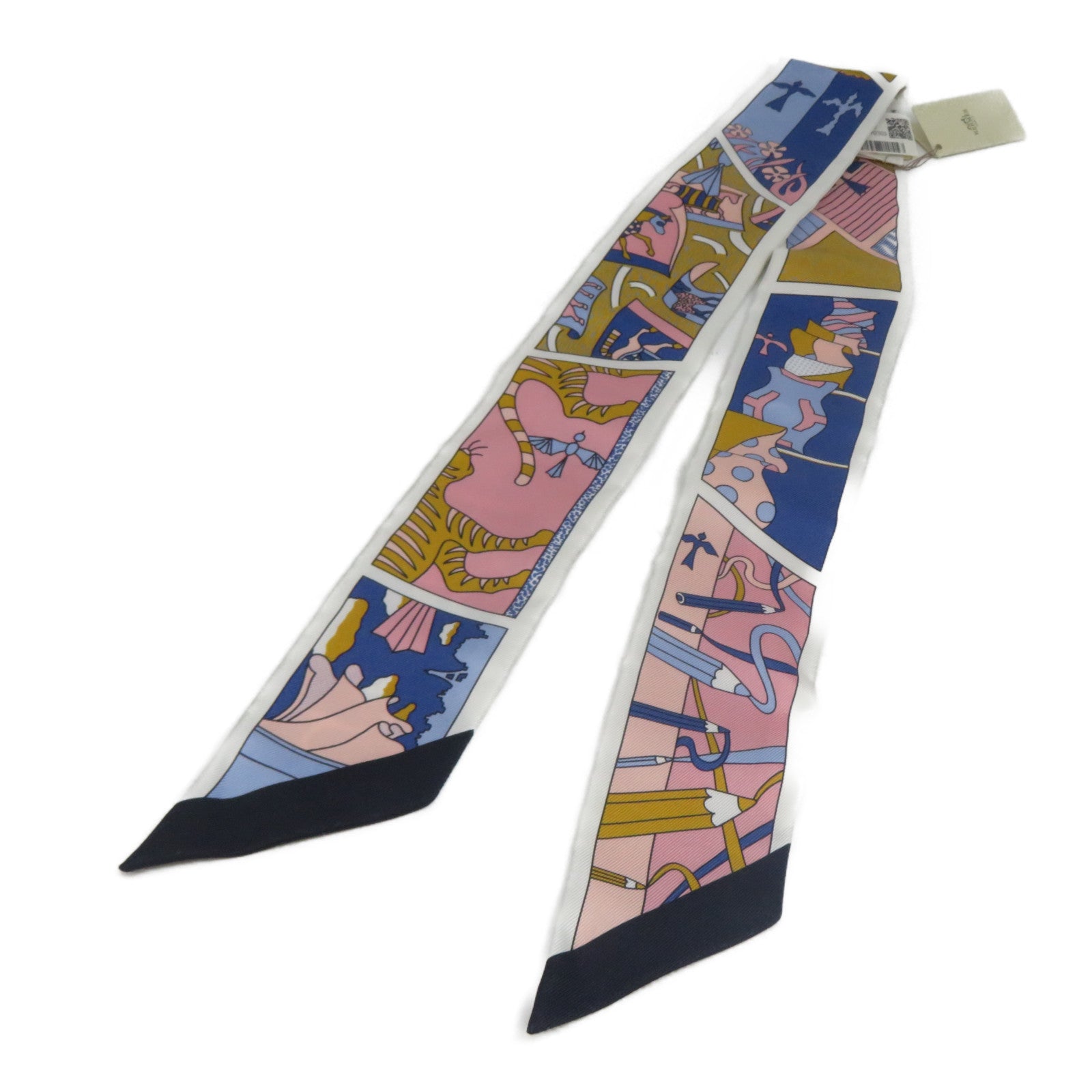 HERMES 絲質Twilly絲巾彩色