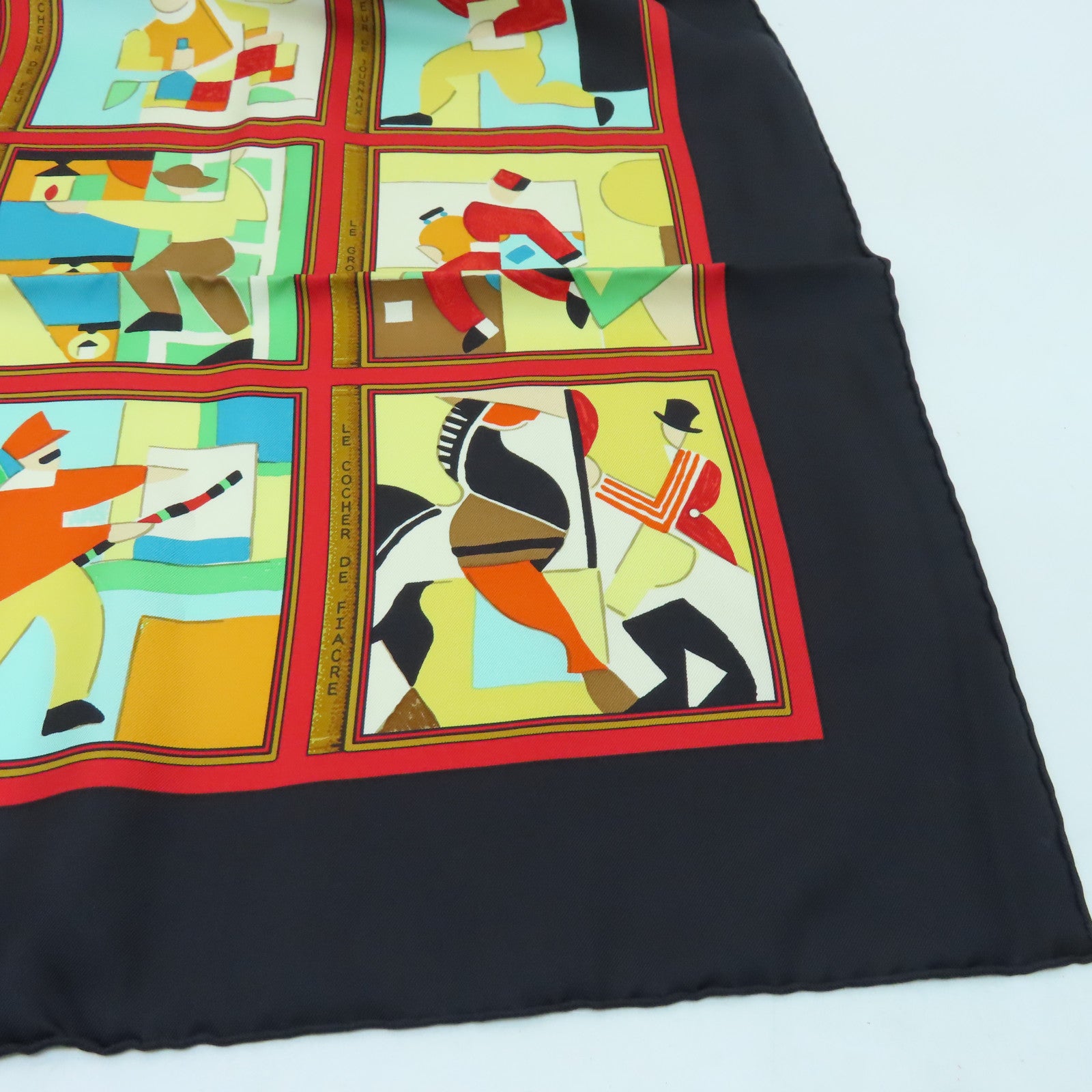 HERMES Silk Scarf Black/Color