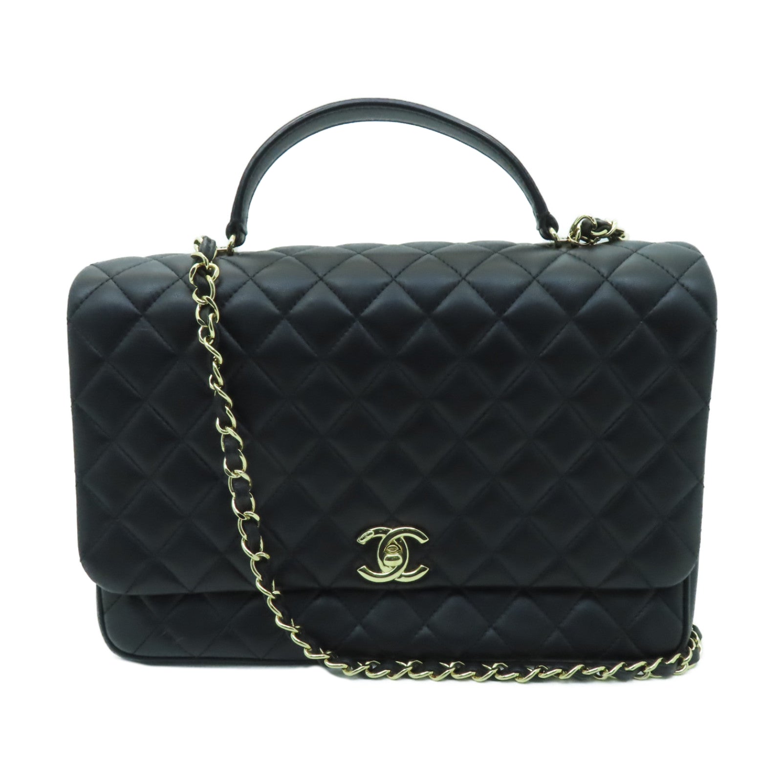 CHANEL 菱格羊皮皮革Medium Citizen Chic Flap Bag金扣手挽肩背兩用袋黑色