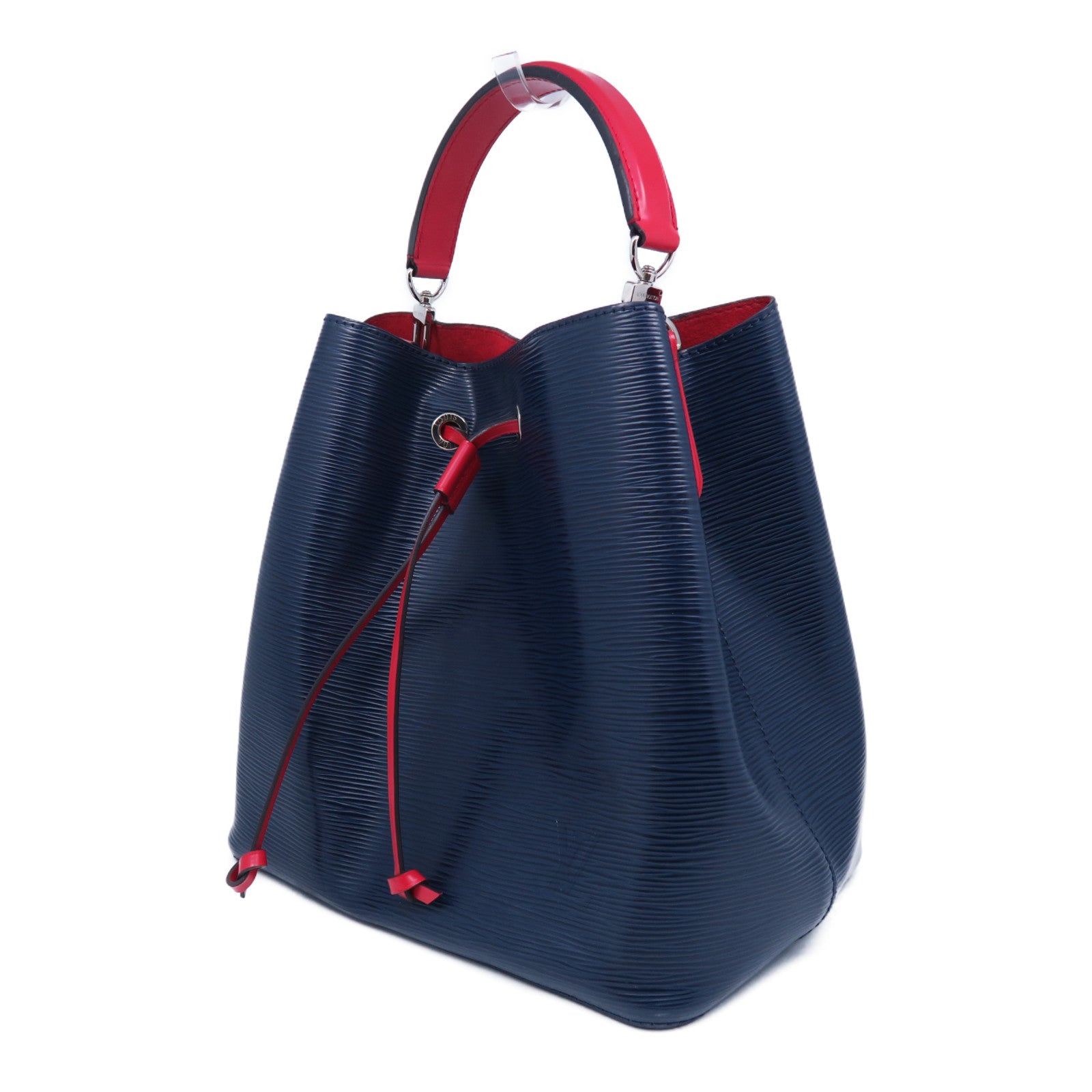 LOUIS VUITTON Epi NeoNoe MM銀扣手挽肩背兩用袋深藍色/紅色