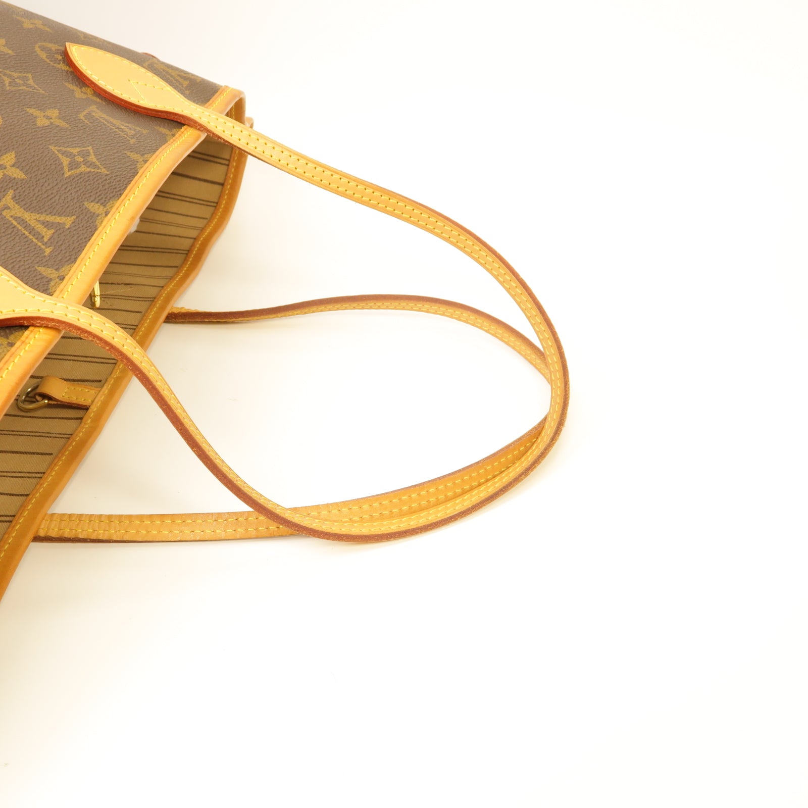 LOUIS VUITTON Monogram Neverfull MM金扣手挽袋棕色