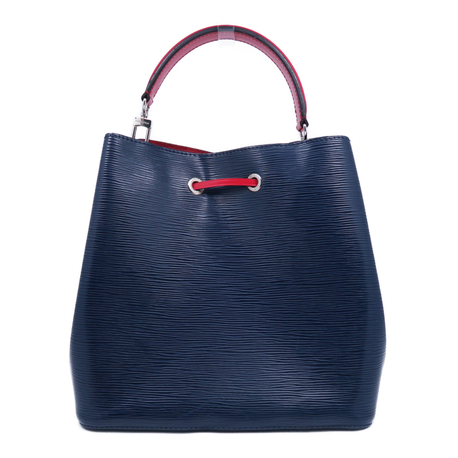 LOUIS VUITTON Epi NeoNoe MM銀扣手挽肩背兩用袋深藍色/紅色