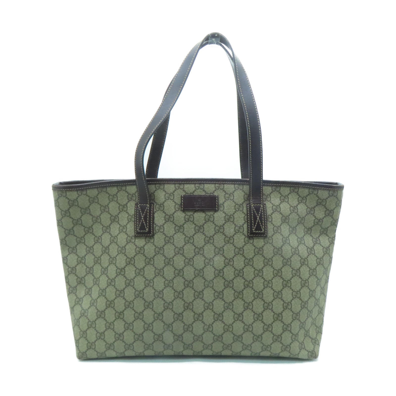 GUCCI 涂层帆布Shoulder Bag银扣肩背袋啡色